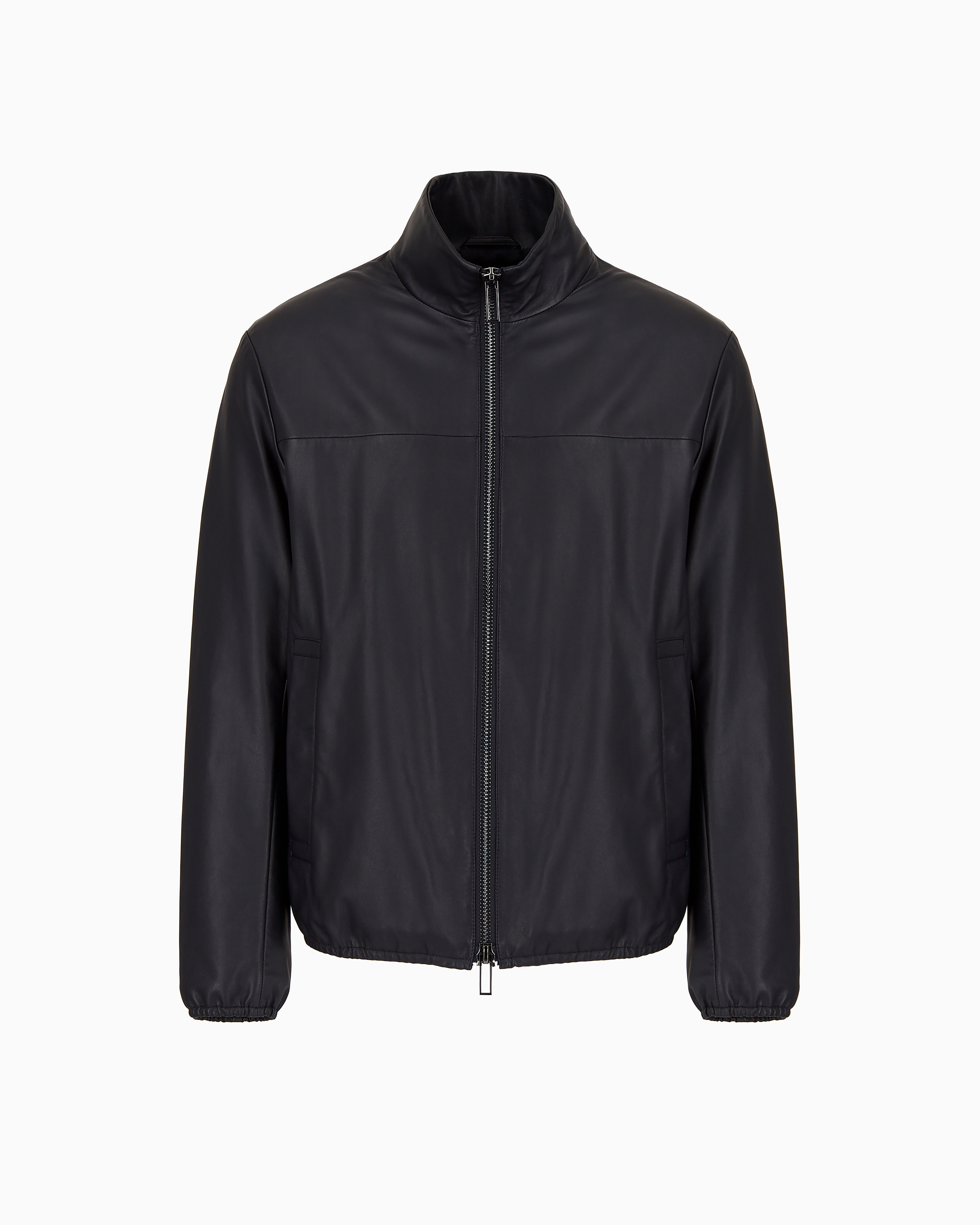 Emporio Armani - Semi-aniline nappa lambskin blouson with full-length zip, Man, Navy_blue, Size: