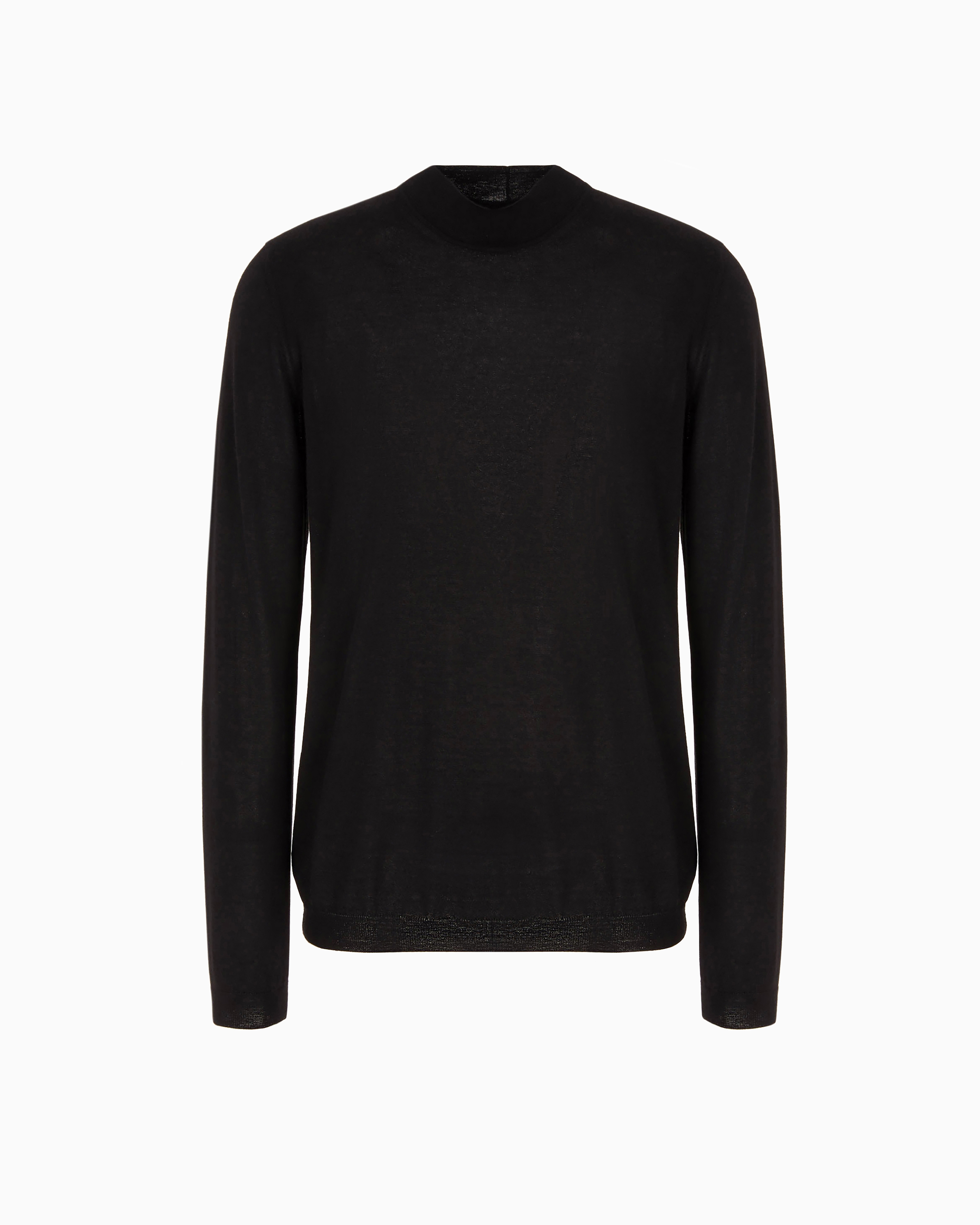 Giorgio Armani Black Knitted Jumper With A Mock Neck In Pure Cashmere Icon