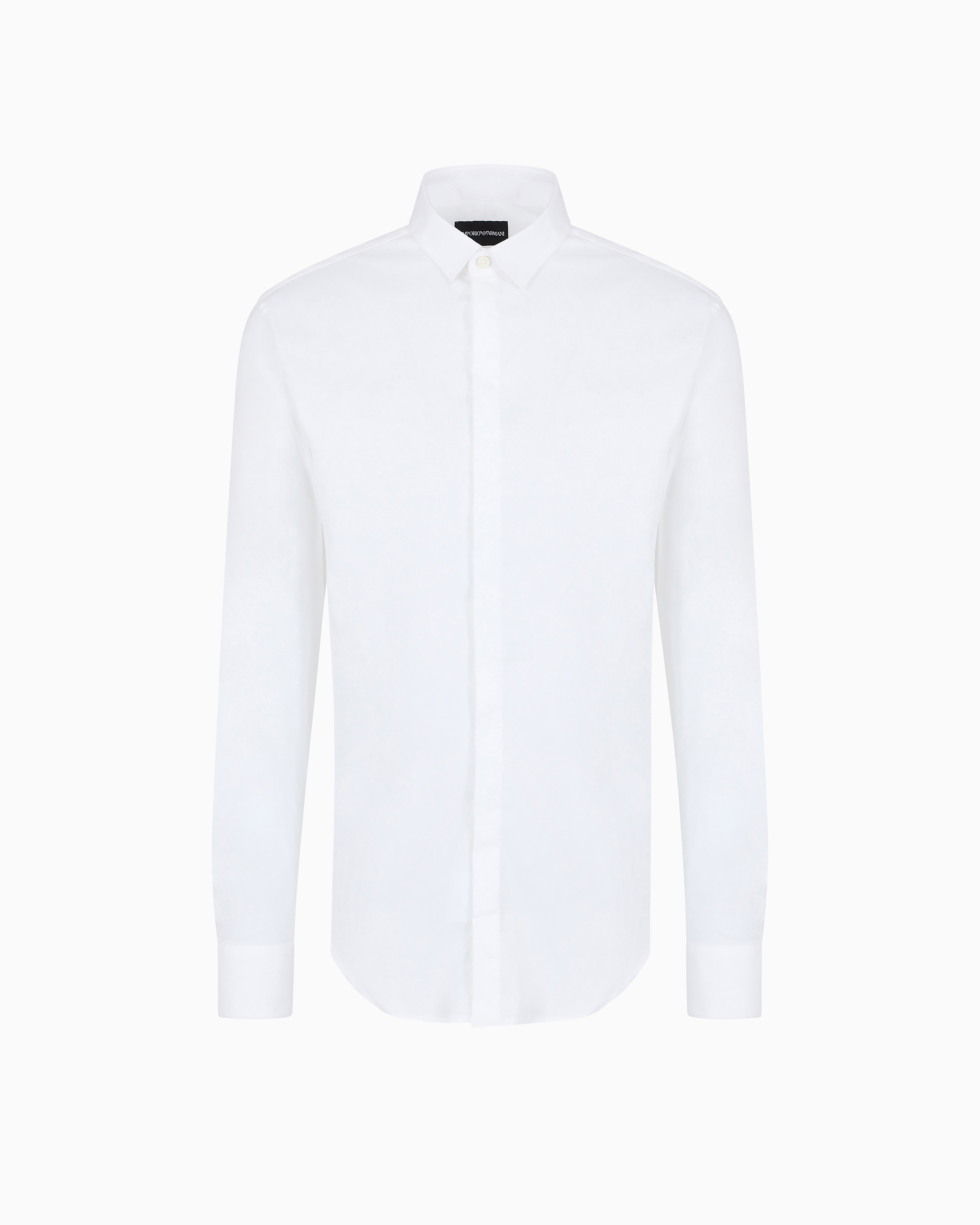Emporio Armani - Lightweight comfortable satin slim-fit shirt, Man, White, Size: