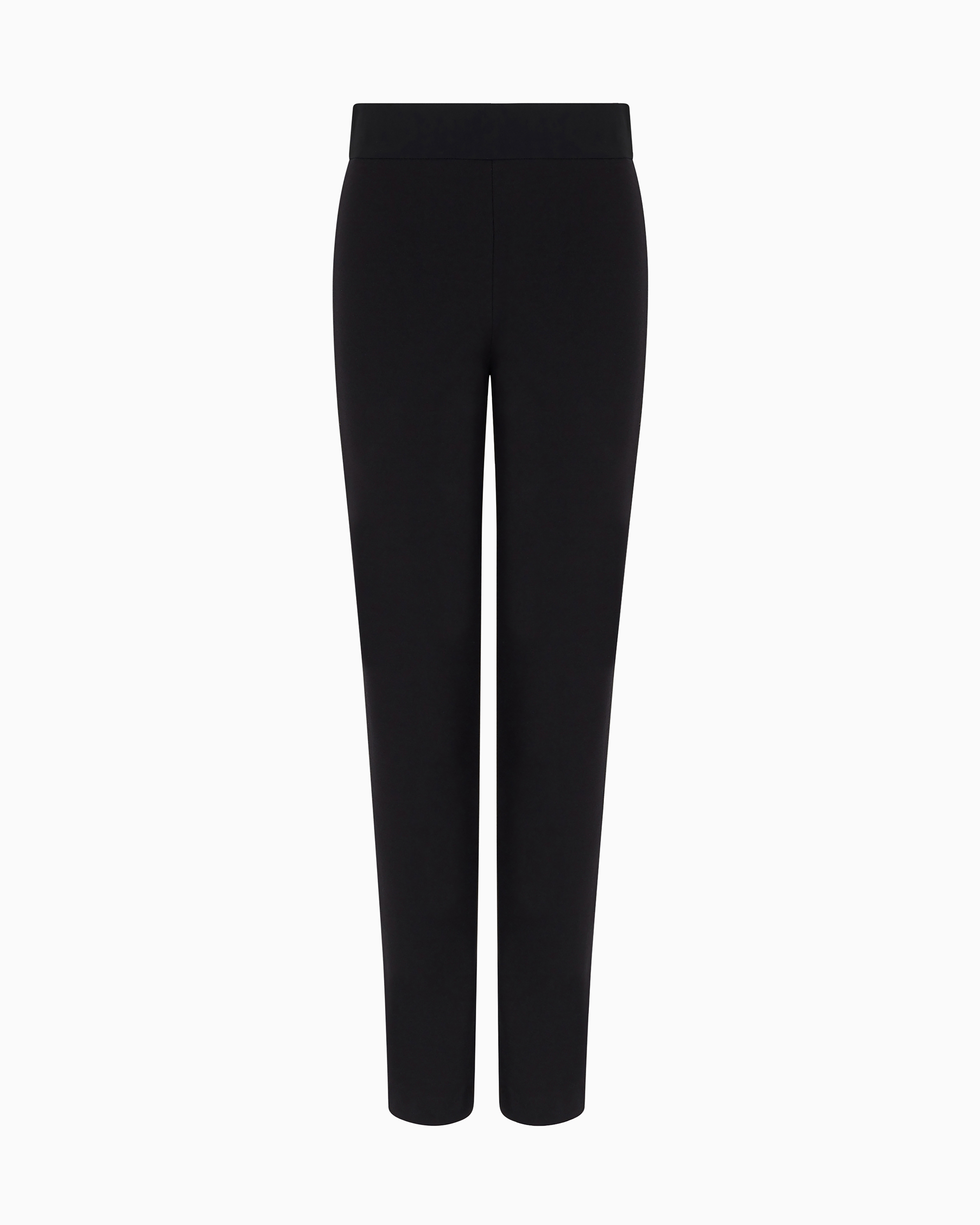 Emporio Armani - Slim fit trousers Milano knit fabric with satin band, Woman, Black, Size: