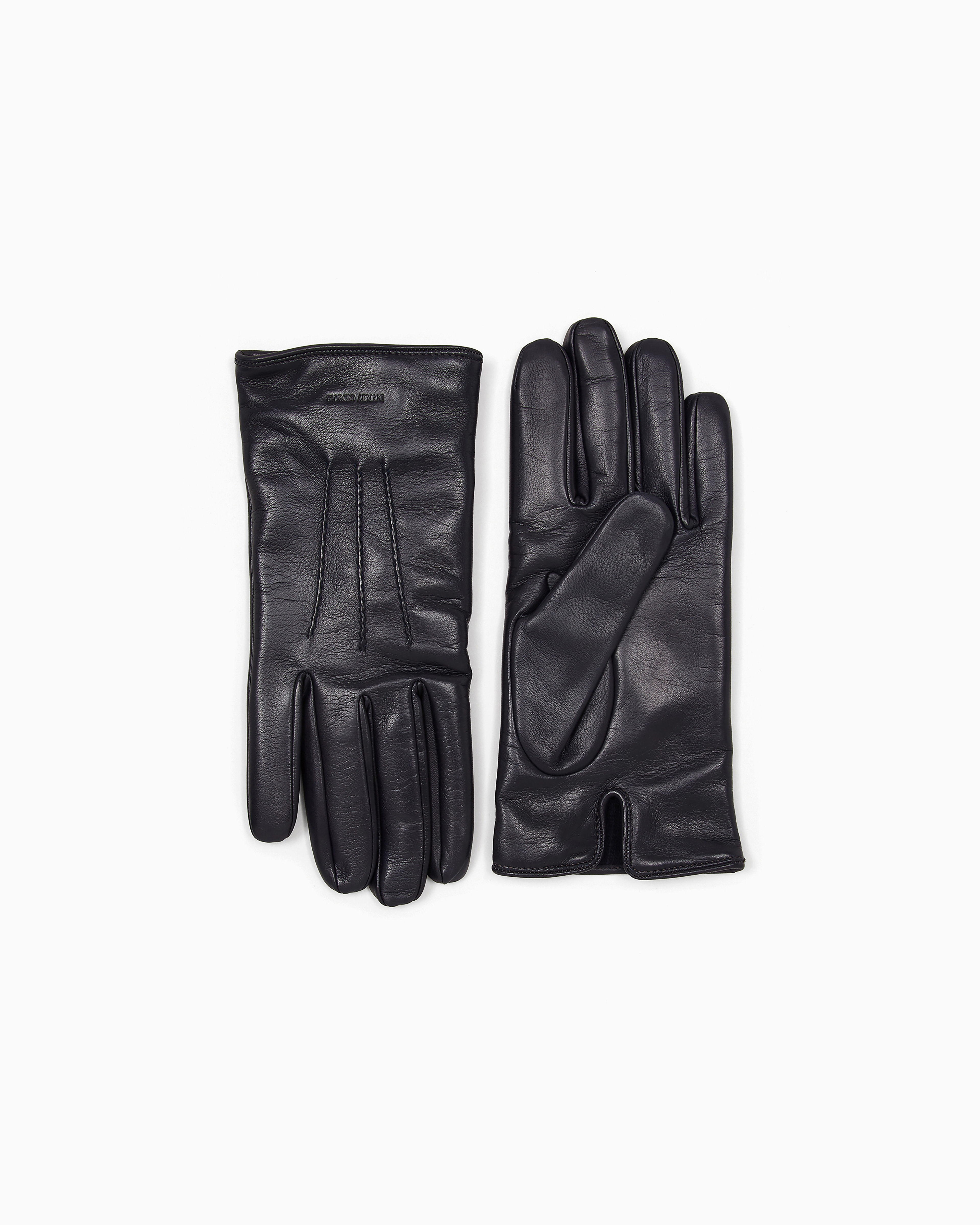 Giorgio Armani Blue Nappa Leather Gloves