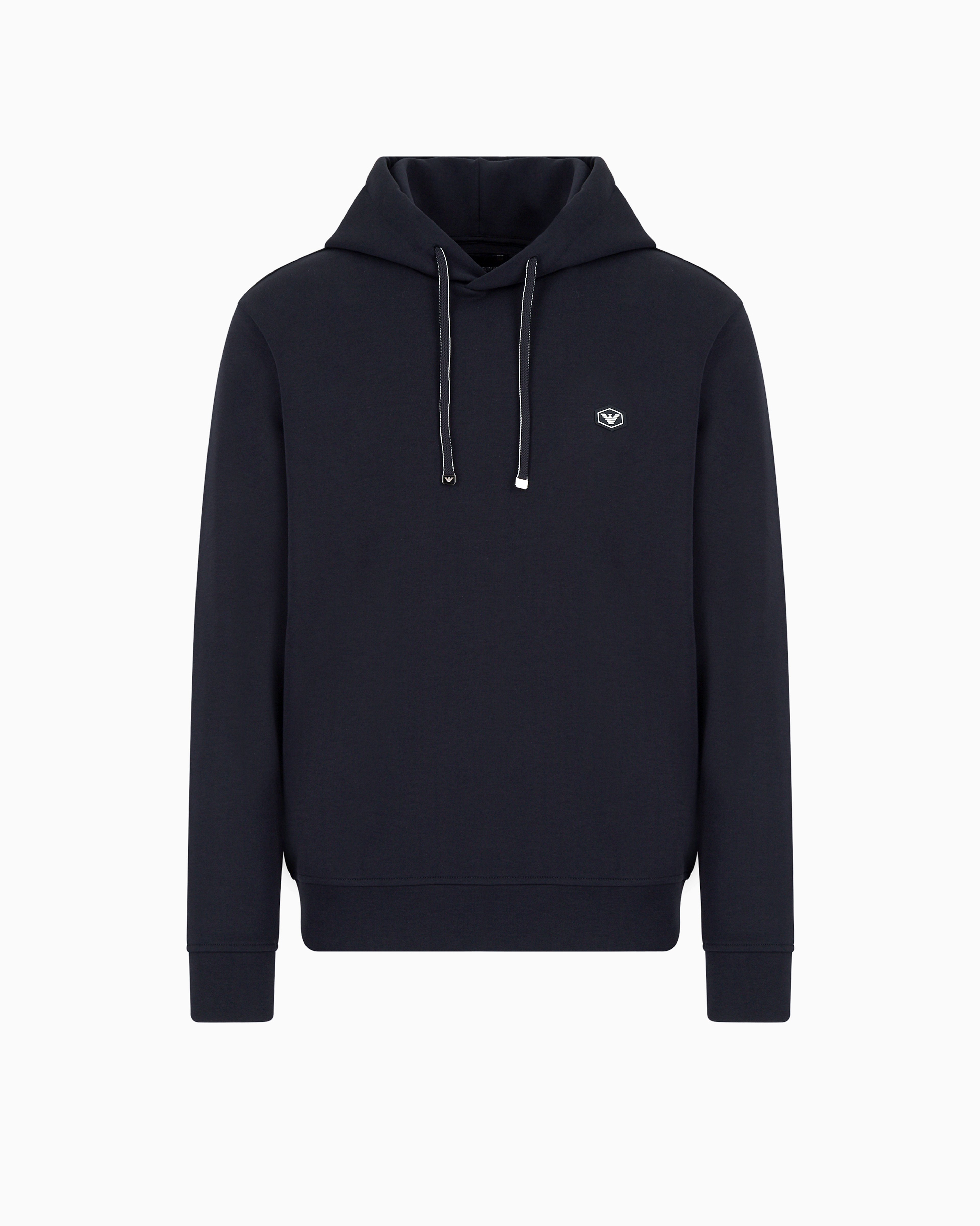 Emporio Armani - Hooded sweatshirt with micro logo patch, Man, Navy Blue, Size: