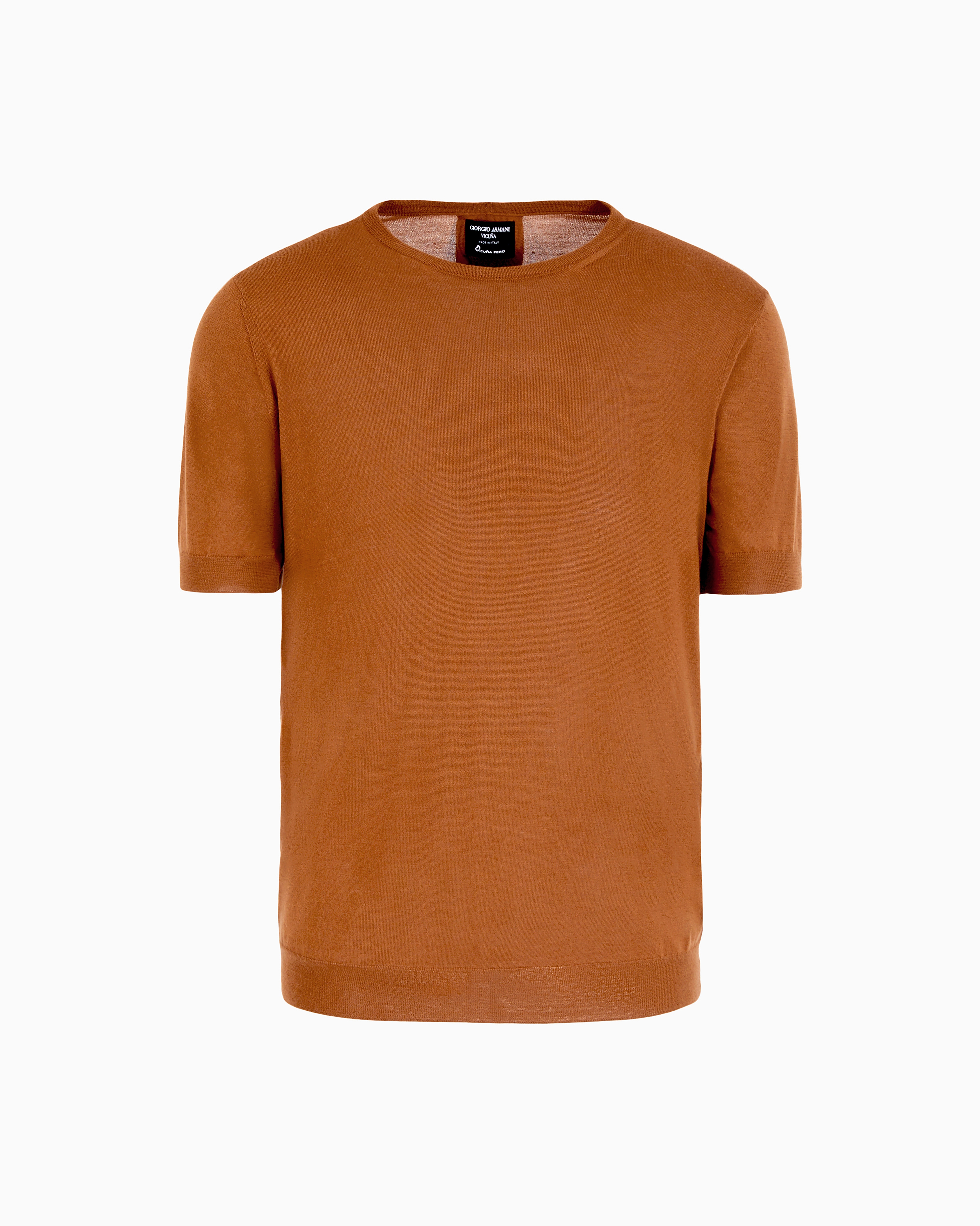 Giorgio Armani Brown Vicuña Crew-Neck Jumper In Vicuña