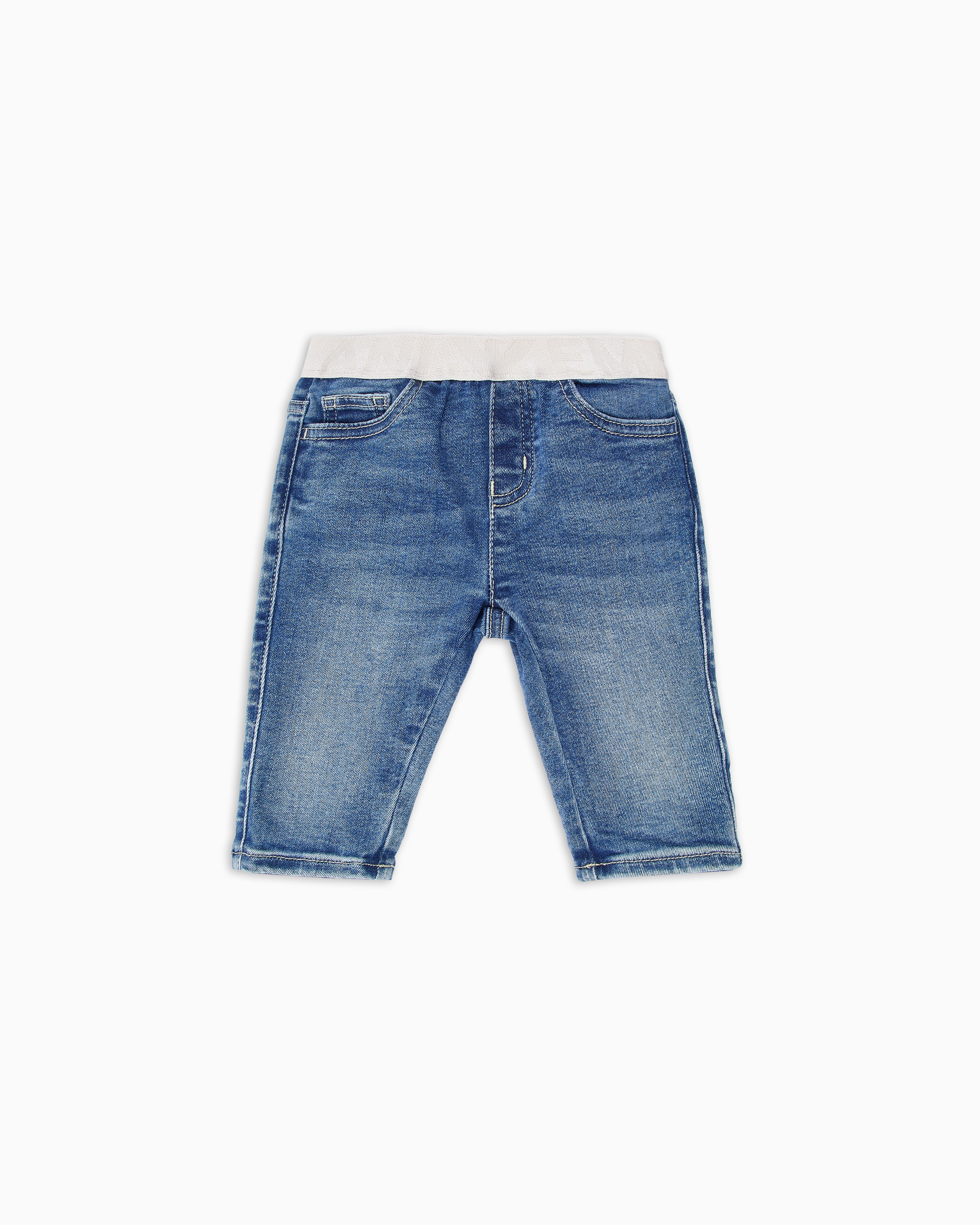 Emporio Armani - Denim jeans with elasticated logo waistband, Boy, Blue, Size: