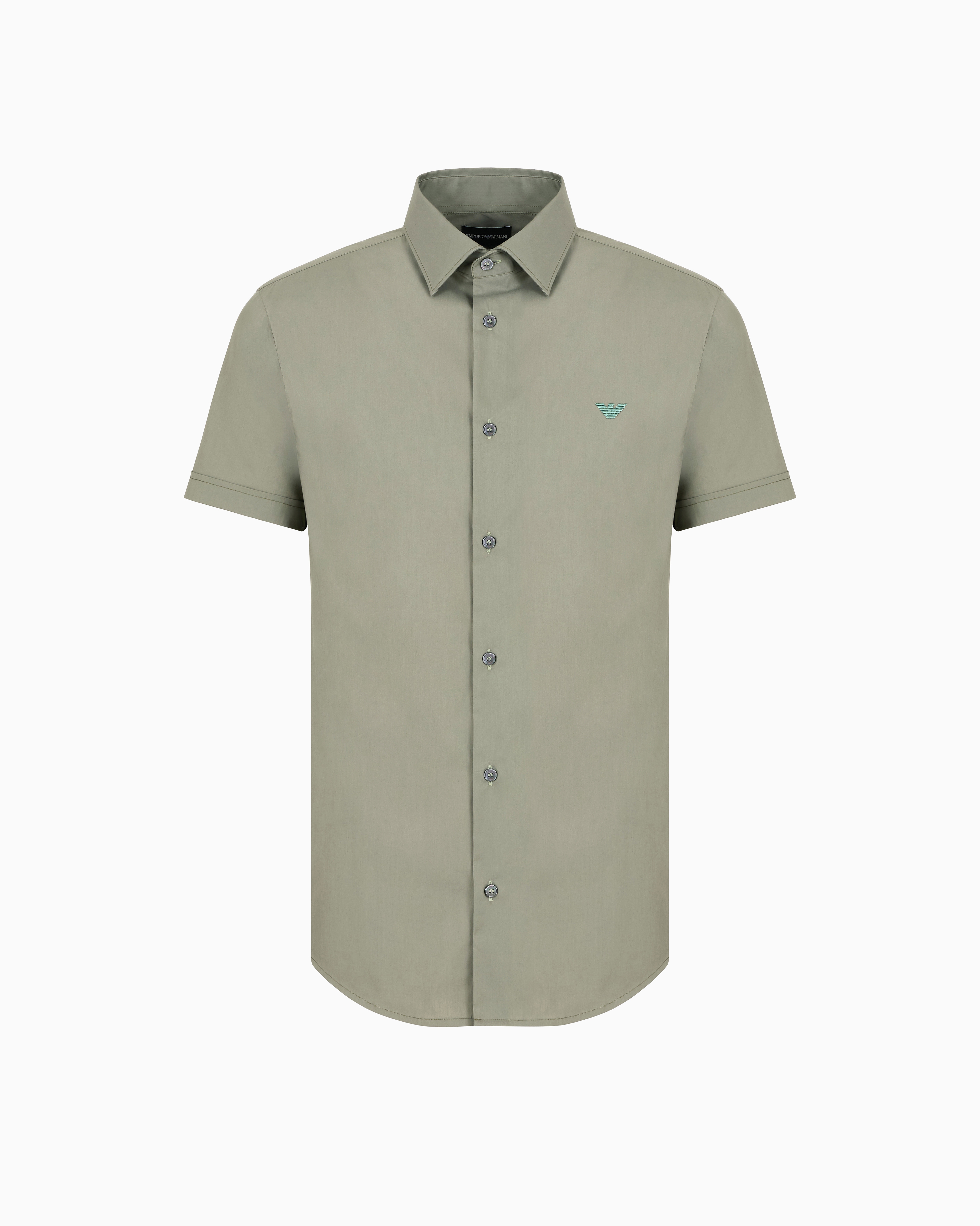 Emporio Armani - Short-sleeved, stretch nylon-blend shirt, Man, Green, Size: