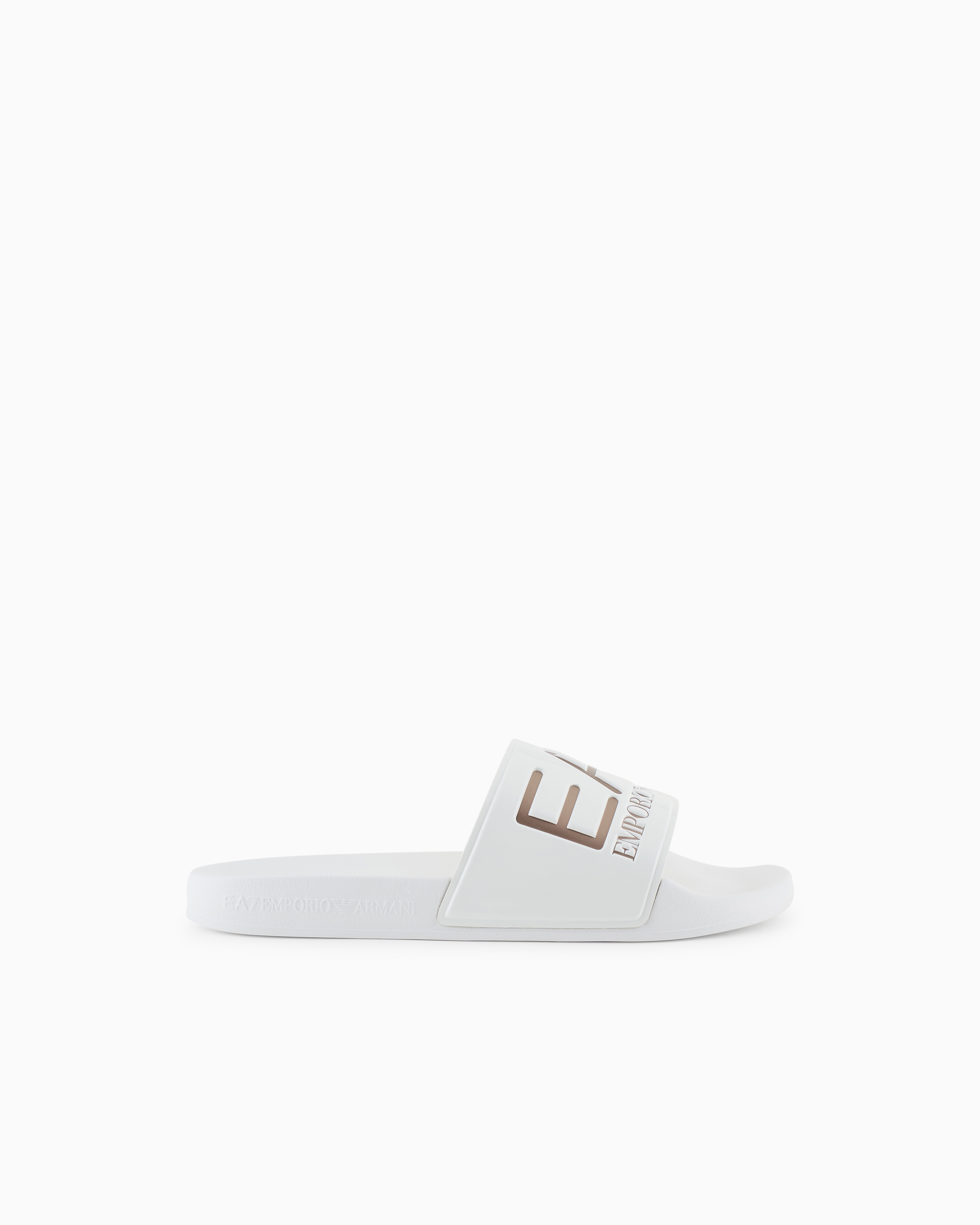 Ea7 Unisex Gold Slides With Oversized Logo