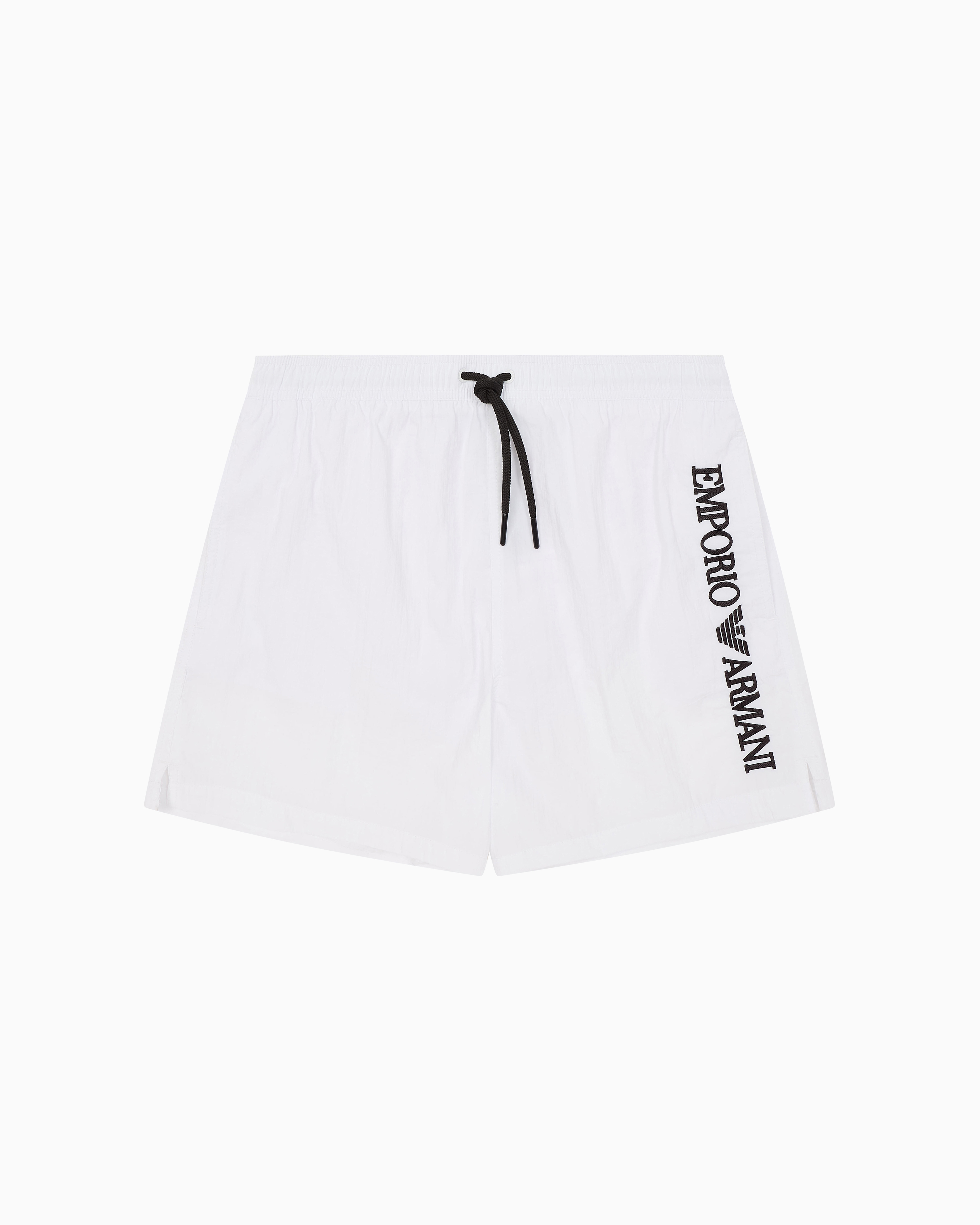 Emporio Armani Costume Shorts Con Ricamo Logo Verticale