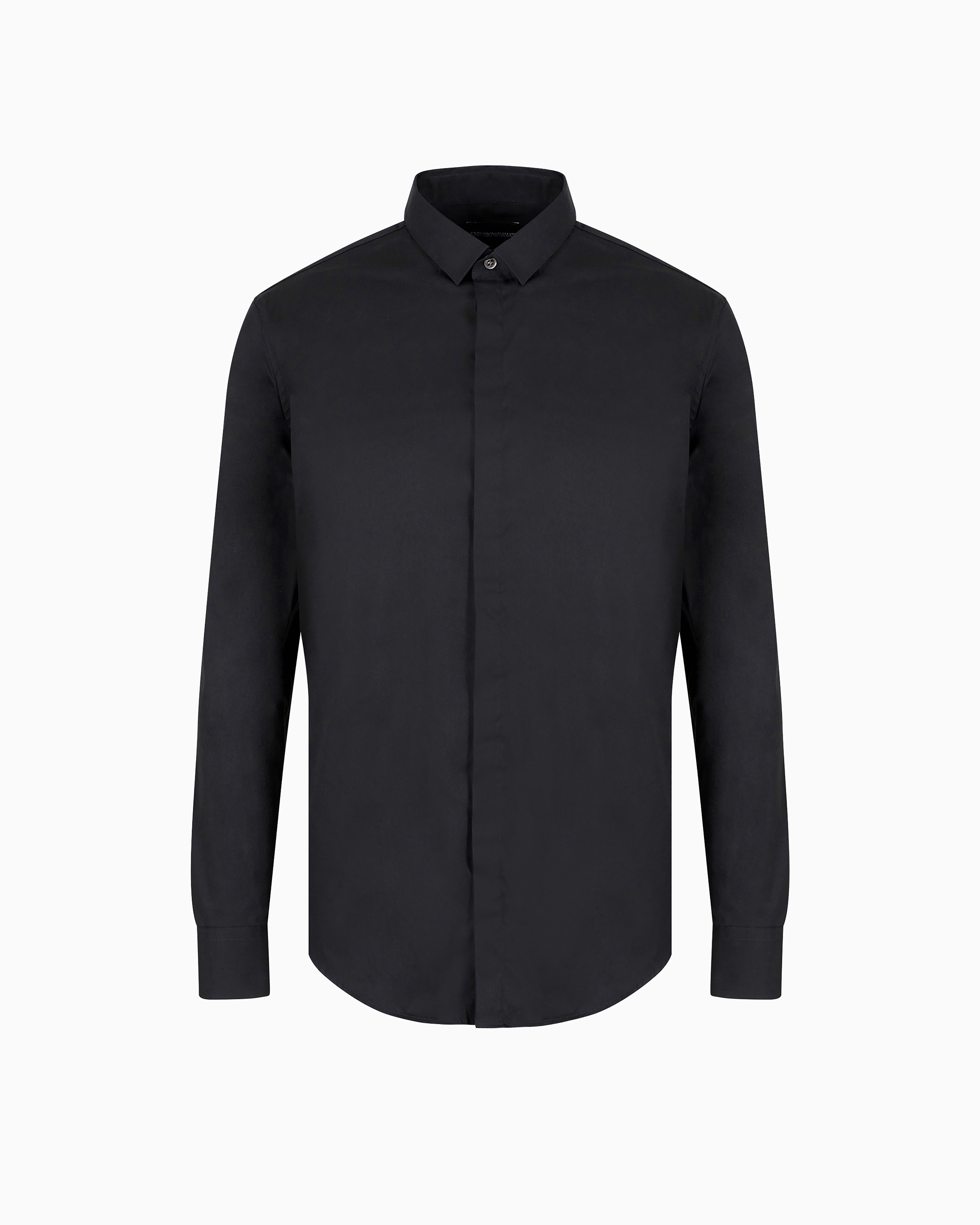 Emporio Armani - Lightweight comfortable satin slim-fit shirt, Man, Black, Size: