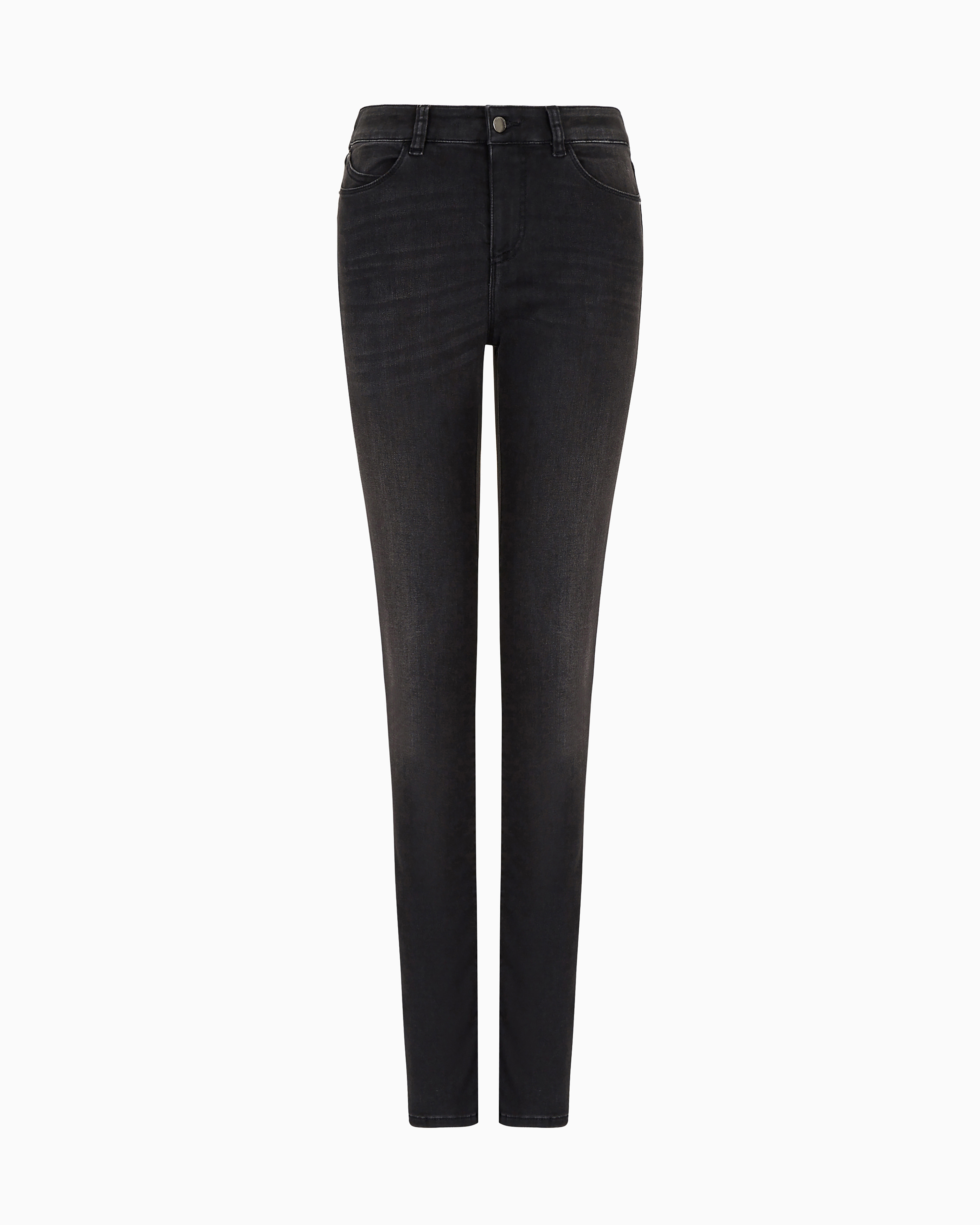 Emporio Armani - J18 High-waisted skinny-fit stonewashed comfort-denim jeans, Woman, Black, Size: