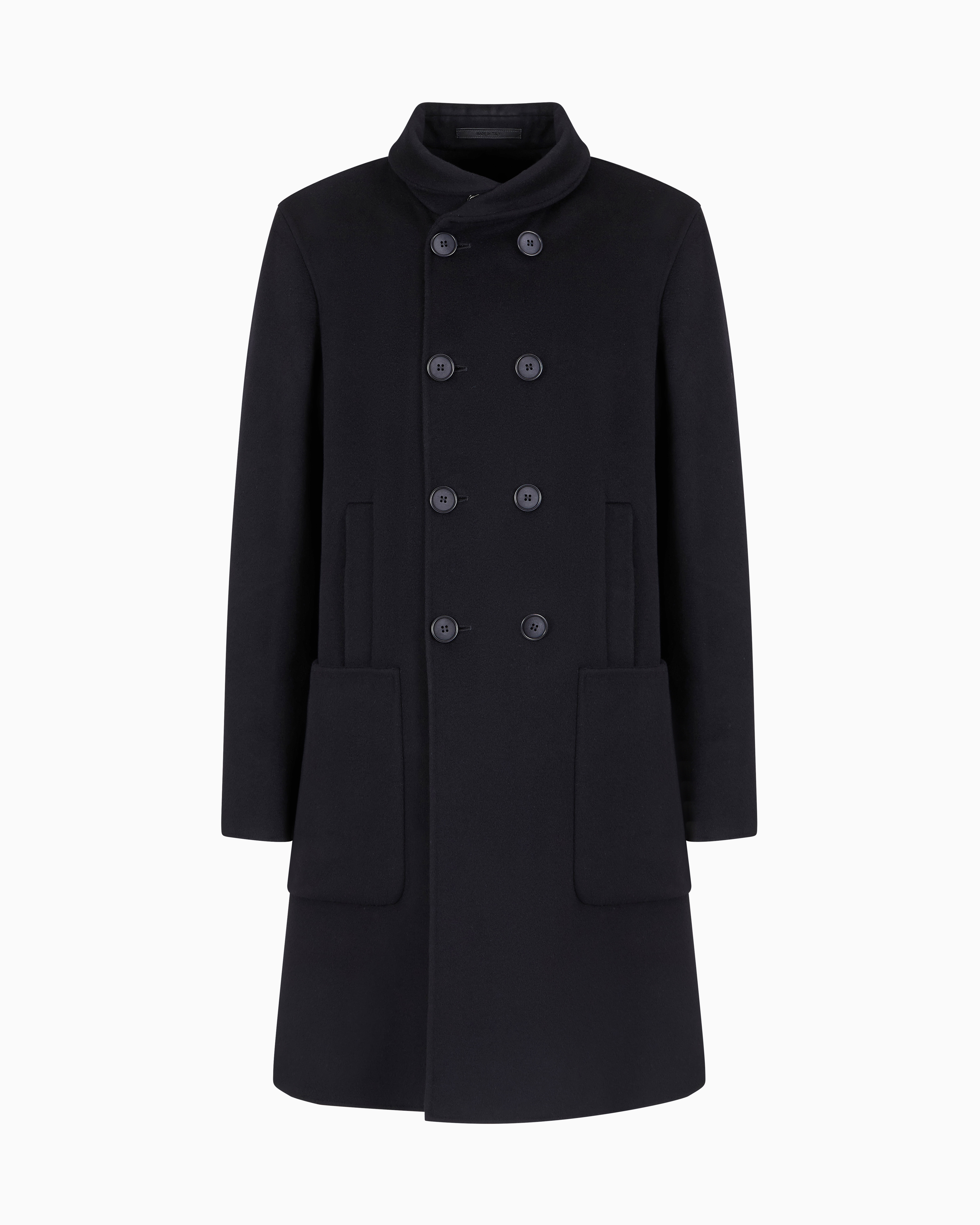 Giorgio Armani Navy Blue Cashmere Coat With A Double-Breasted Shawl Collar Icon