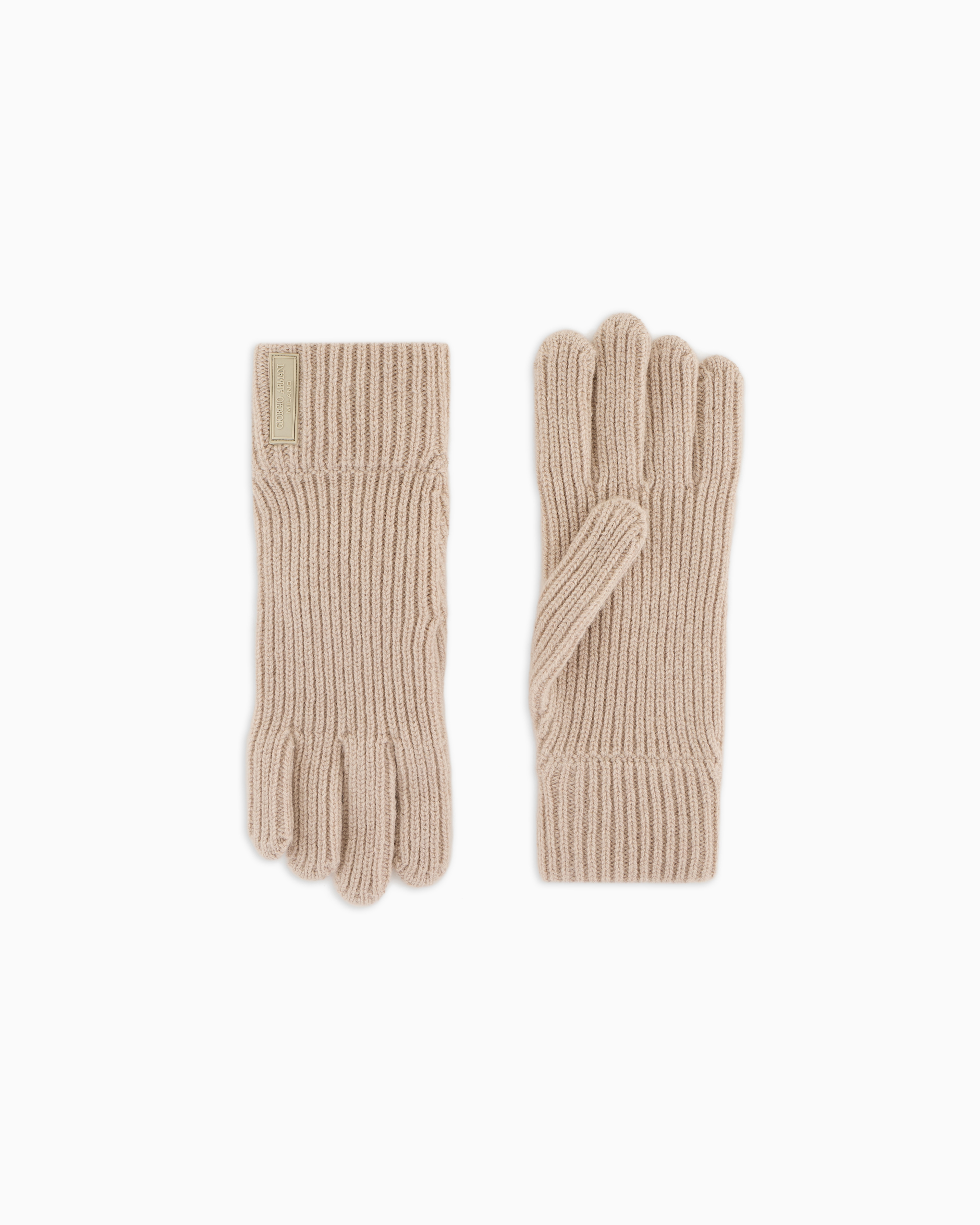 Giorgio Armani Gloves In Pure Cashmere Knit In Sand