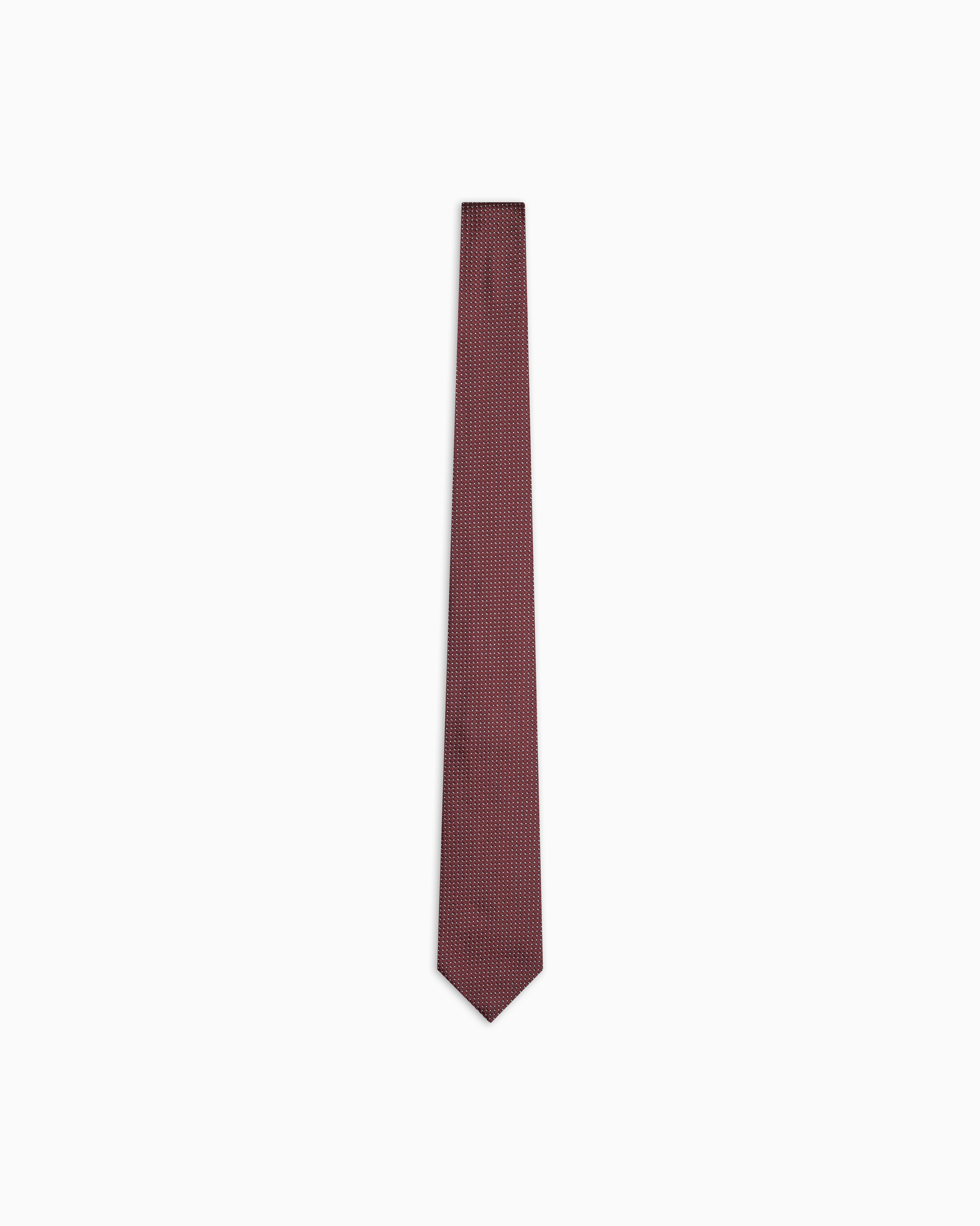 Emporio Armani - Pure silk tie with jacquard micro-motif, Man, Burgundy, Size: TU