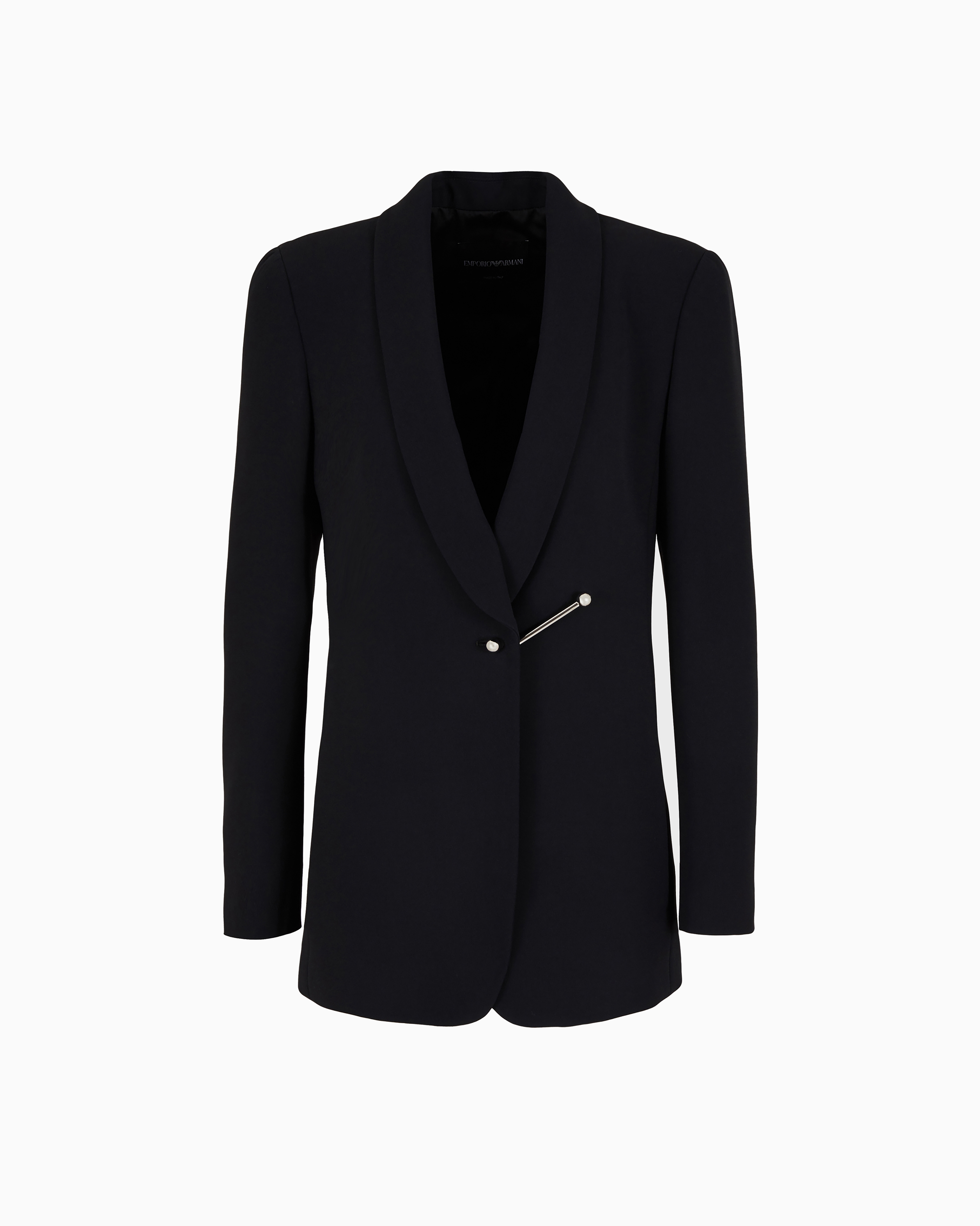 Emporio Armani Black Jacket With Collar In Acetate Satin With A Piercing Closure