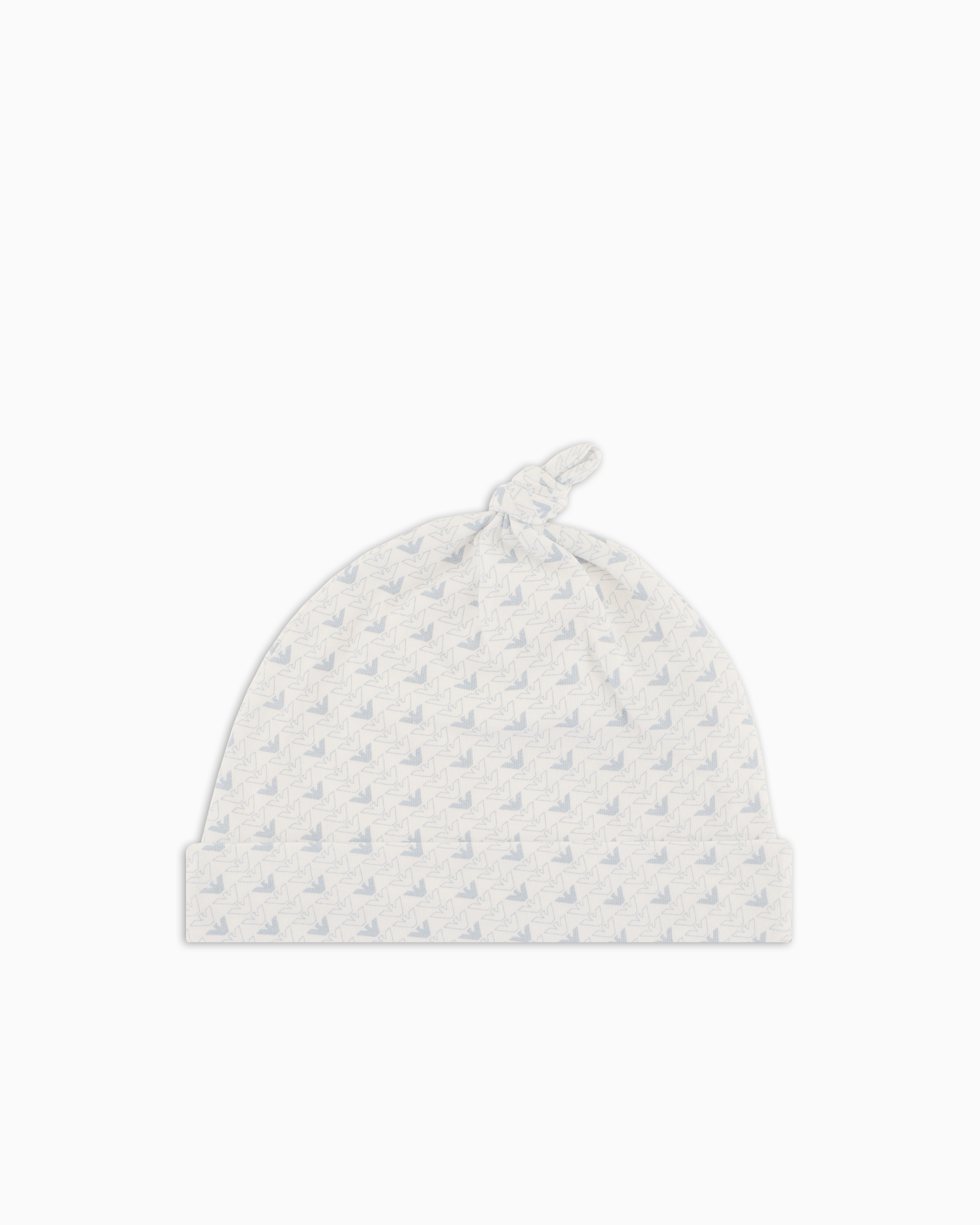Emporio Armani - Jersey beanie with op-art eagles, Unisex Junior, Light Blue, Size: