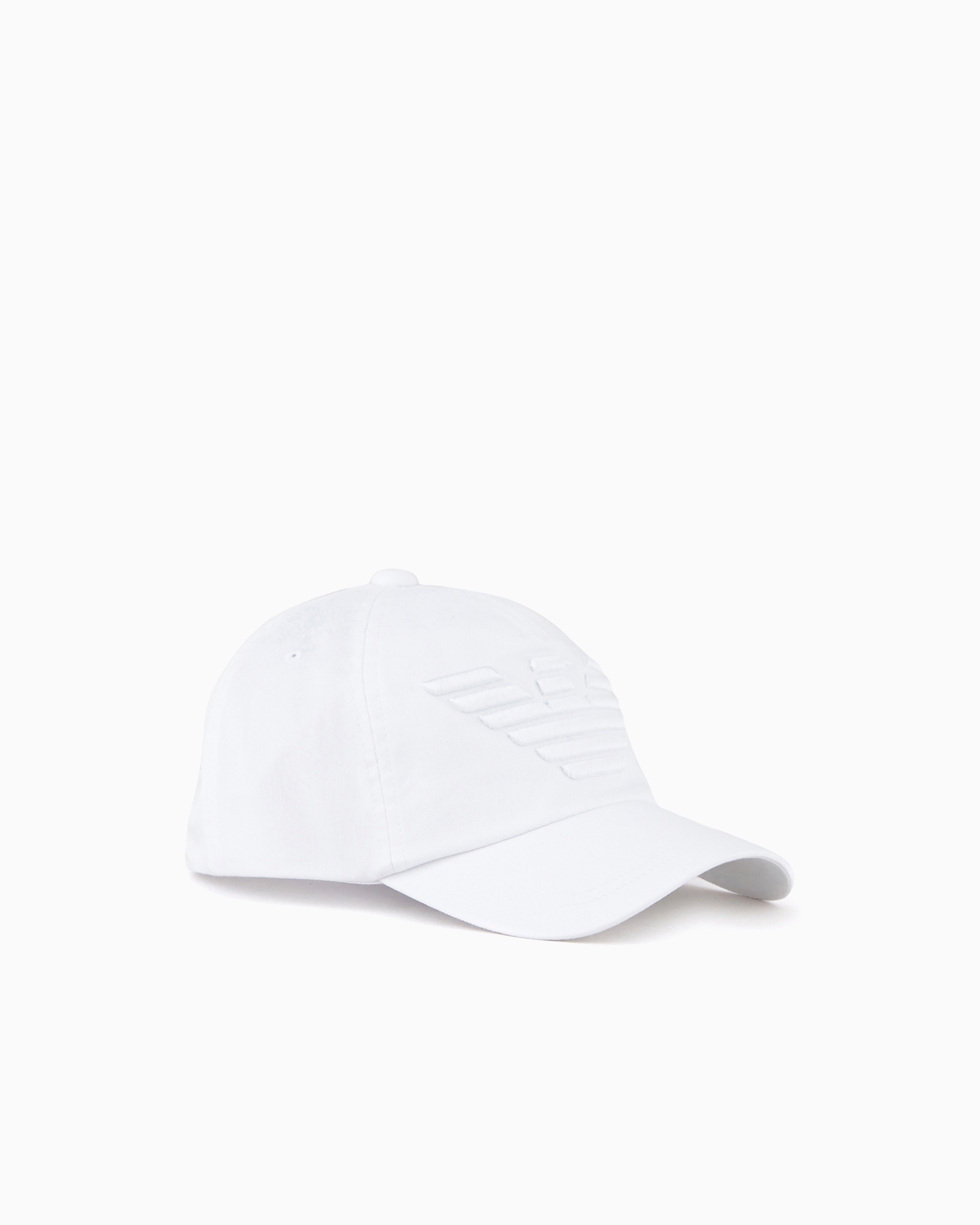 Emporio Armani Men's White Baseball Cap With Embroidered Oversized Eagle
