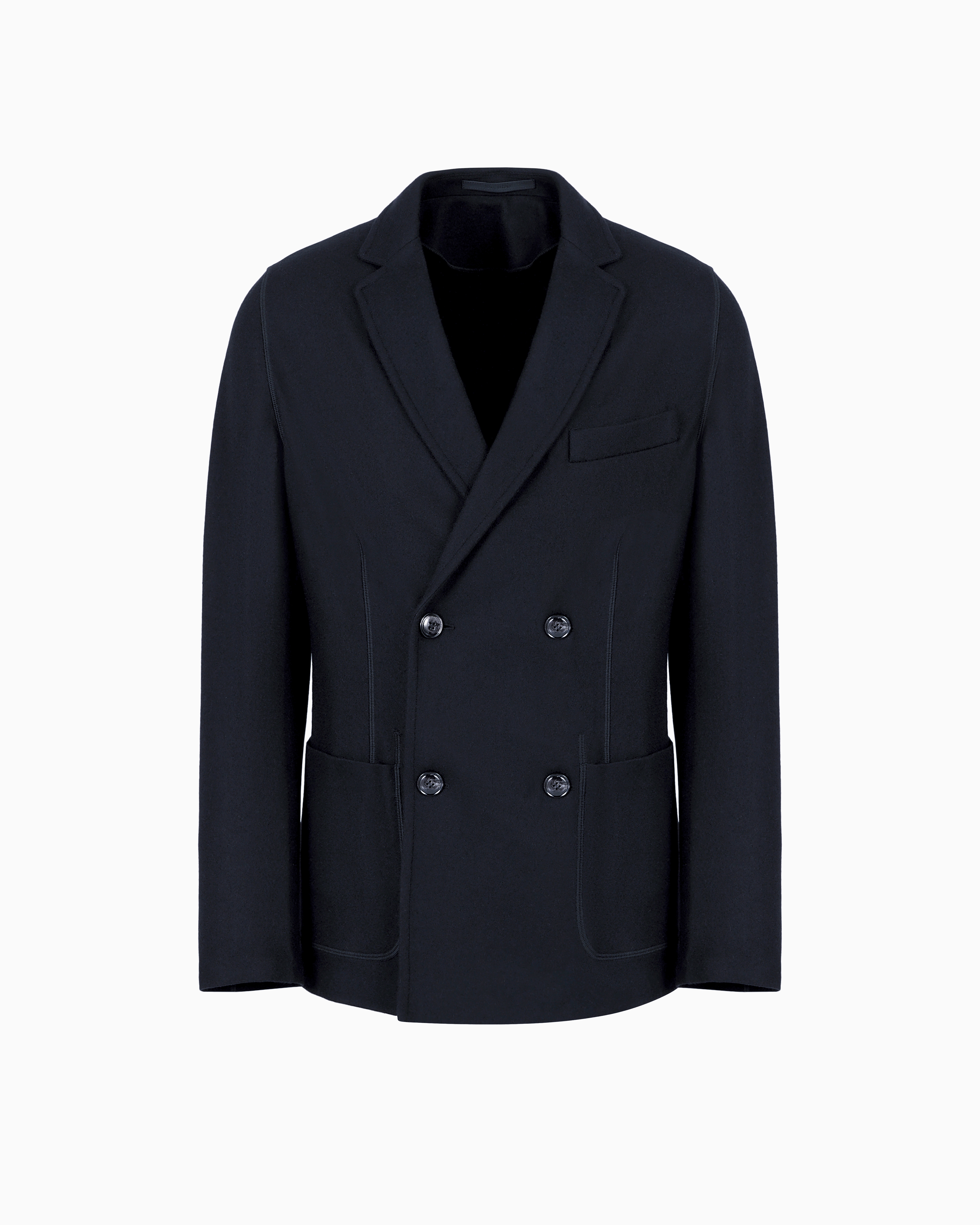 Giorgio Armani Navy Blue Cashmere Jacket In An Unlined Double-Breasted Design Icon