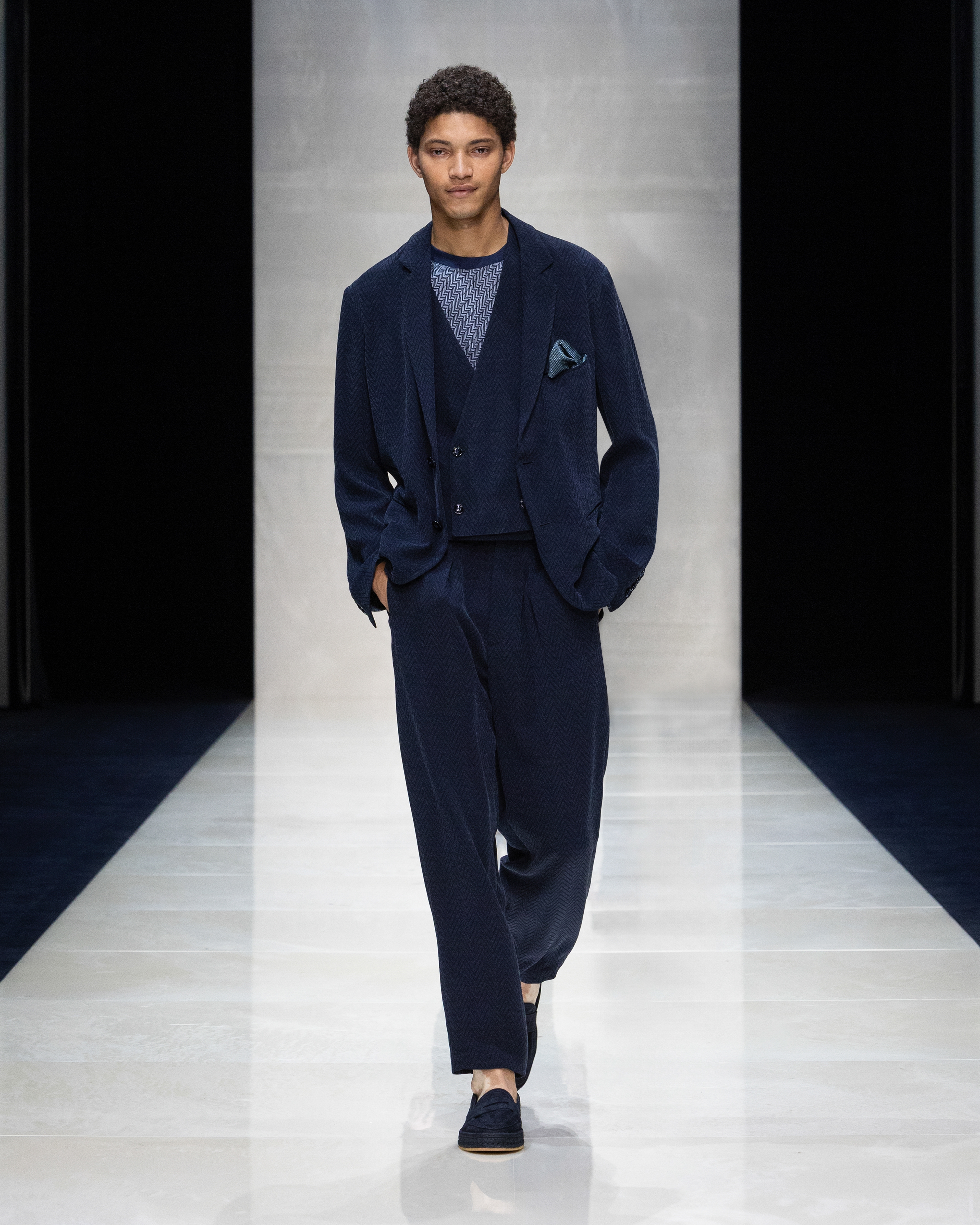 シングルブレストジャケット キュプラ／ビスコース シェブロン