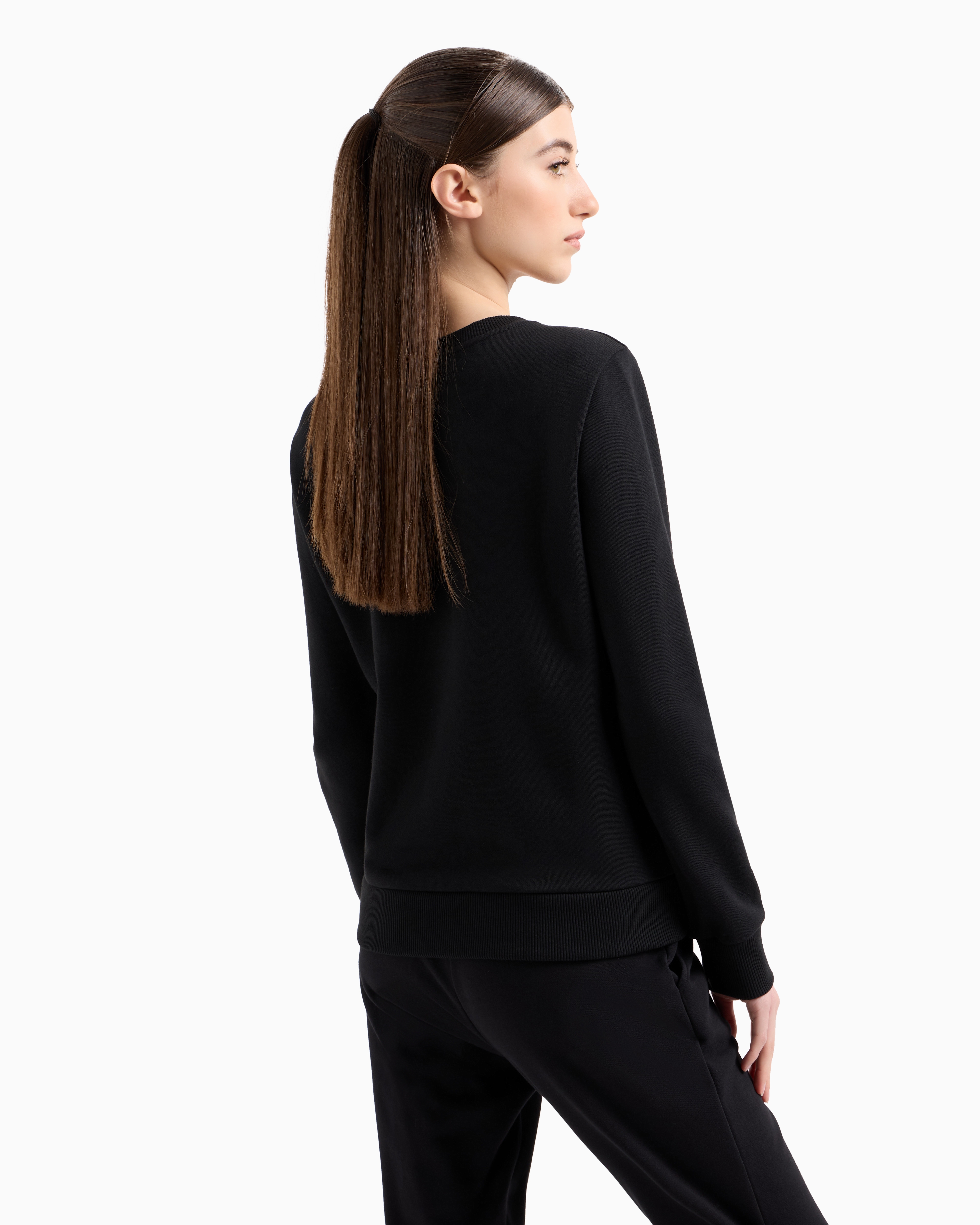 Armani Exchange - Crewneck sweatshirt french terry Milano/New York, Woman, Black, Size: