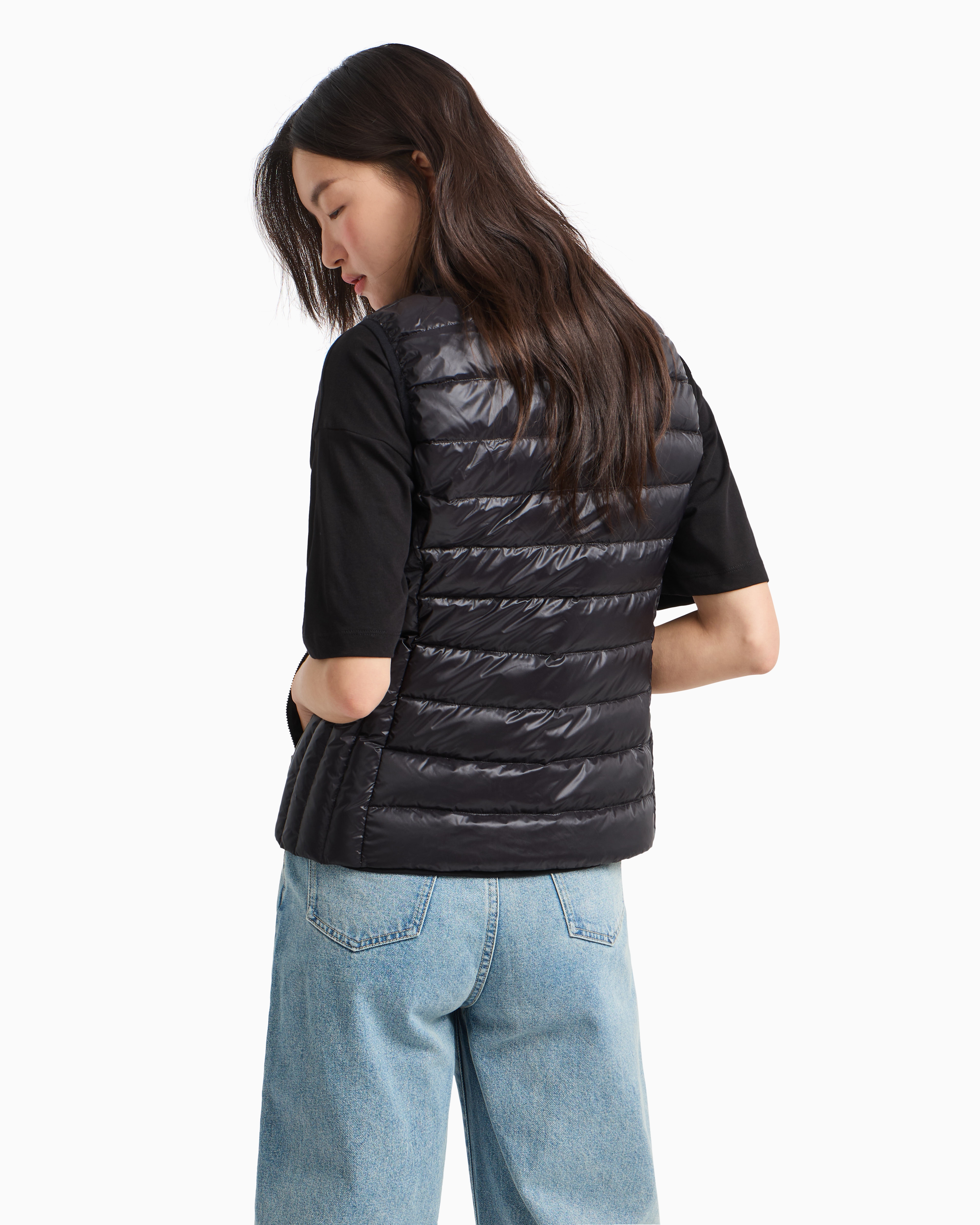 Armani Exchange - Sleeveless Padded Down Jacket, Woman, Black, Size: