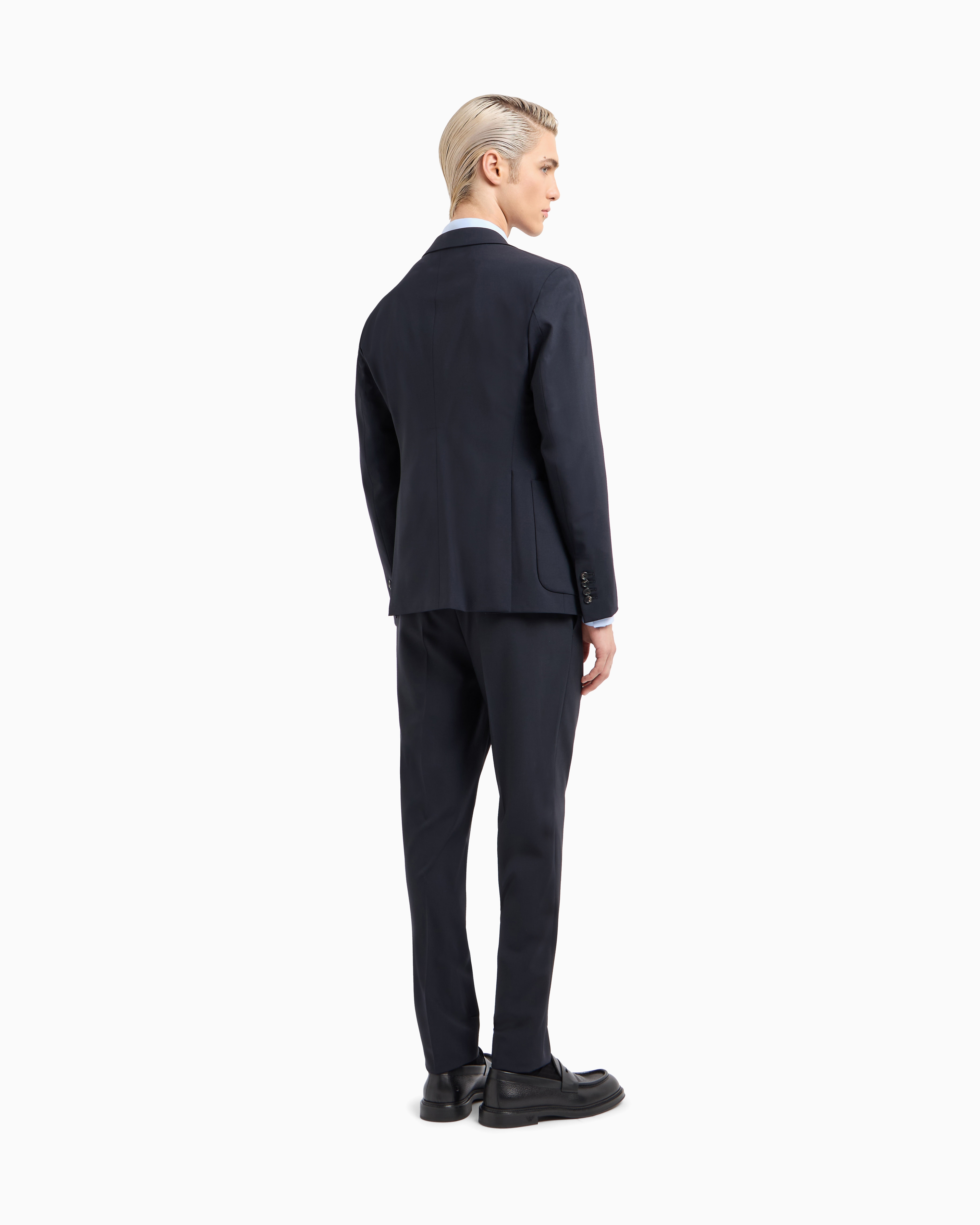Emporio Armani - Single-breasted suit virgin-wool two-way stretch canvas, Man, Navy Blue, Size: