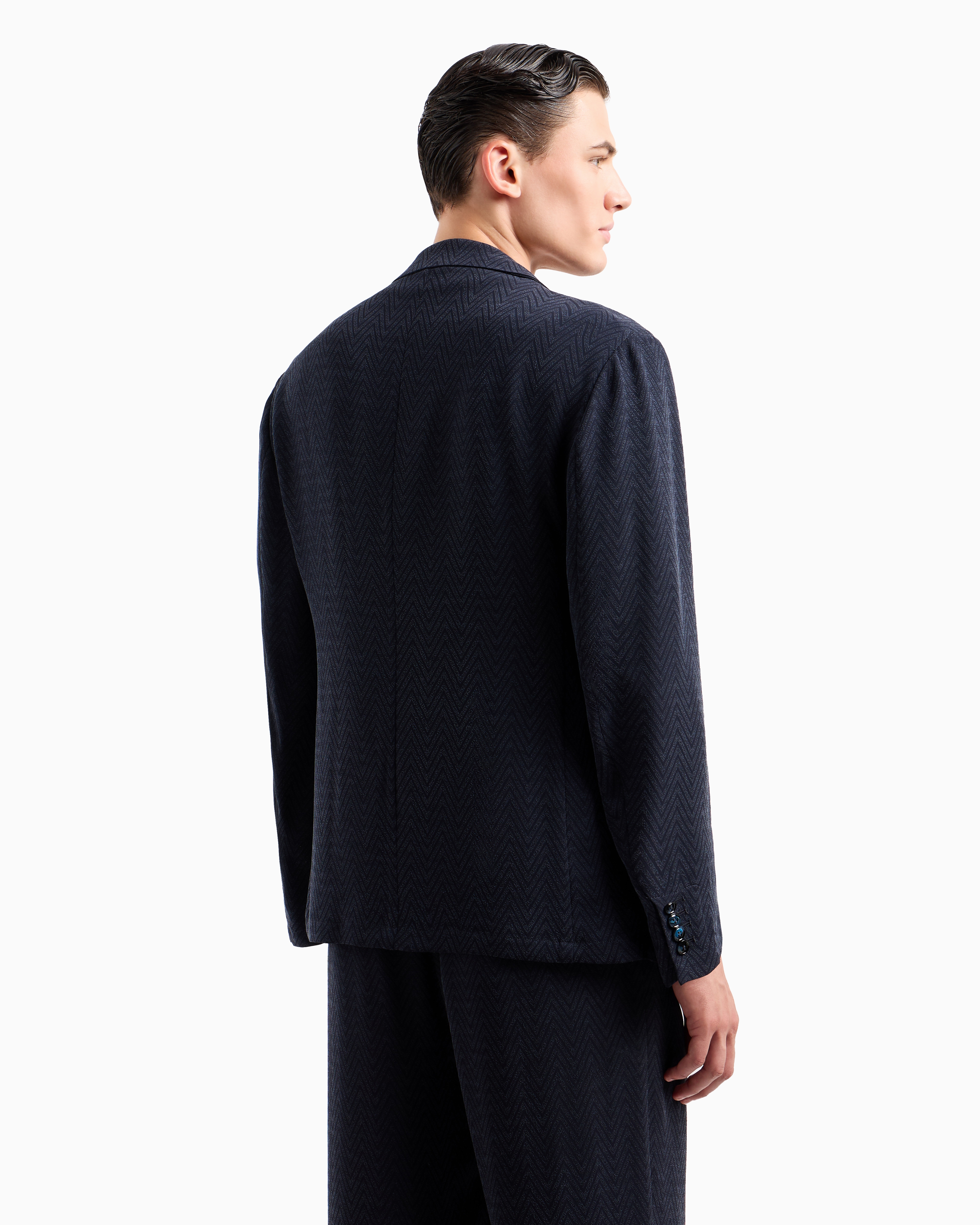 シングルブレストジャケット キュプラ／ビスコース シェブロン