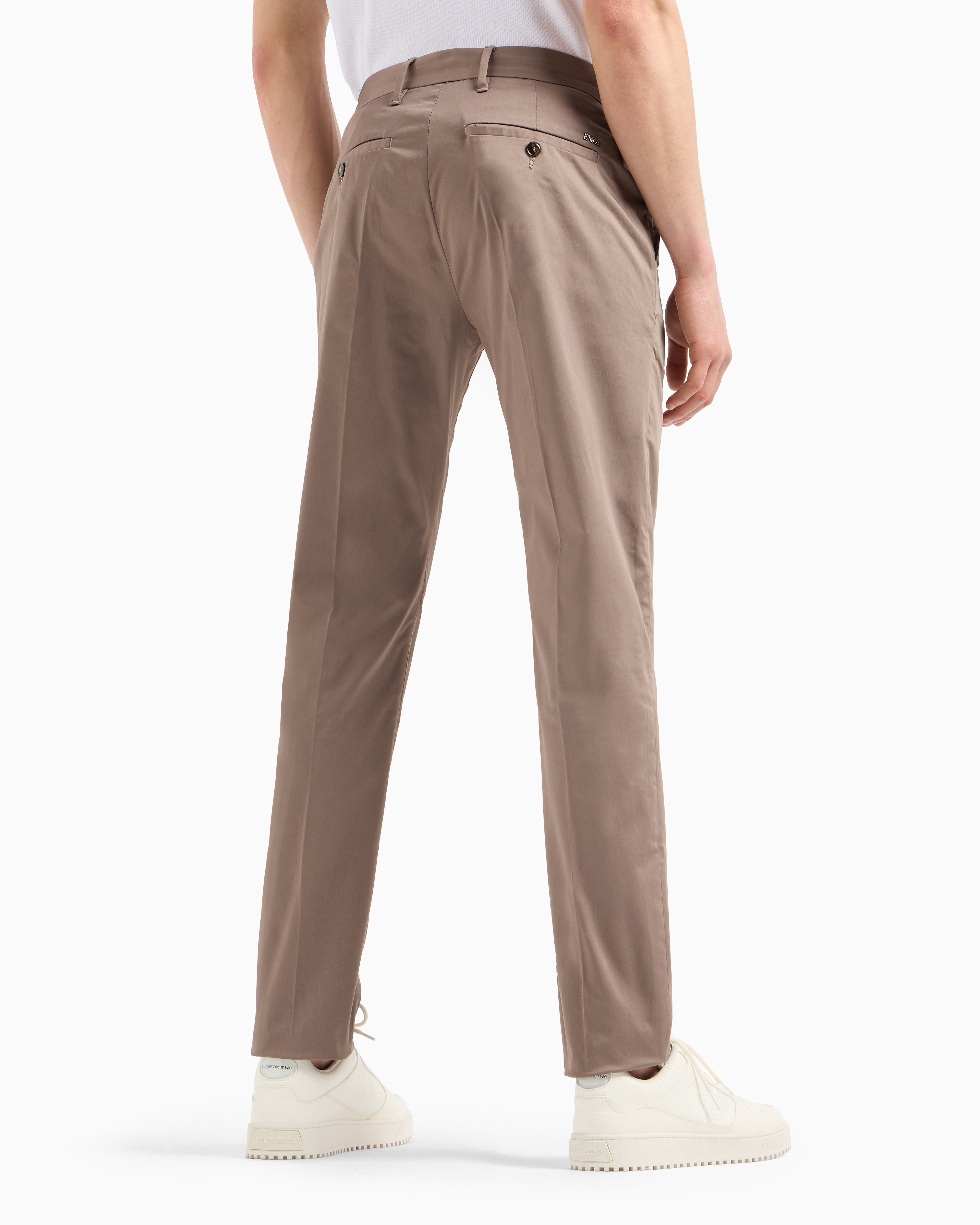 Emporio Armani - Stretch-cotton chinos, Man, Beige, Size:
