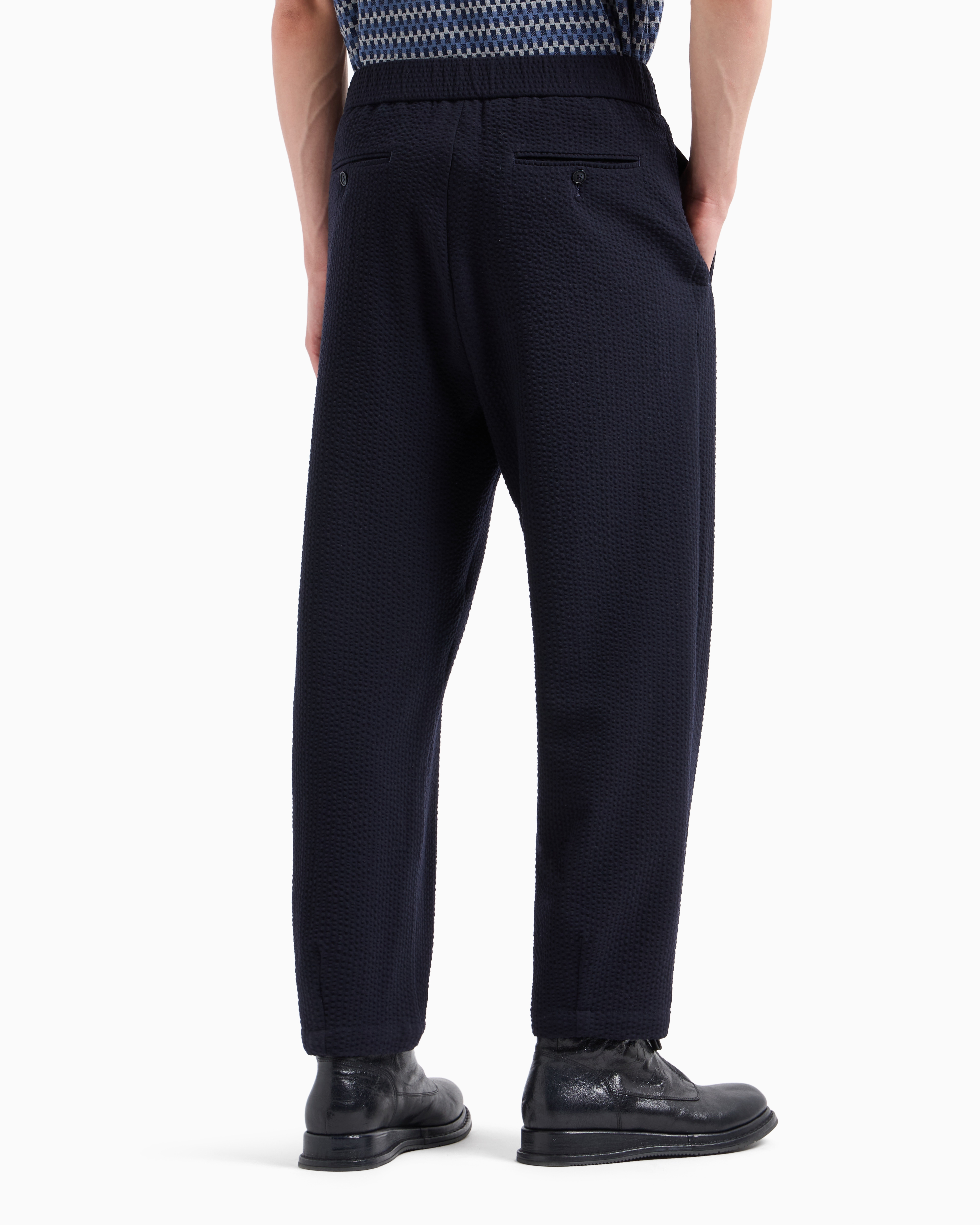 ジョルジオアルマーニ 2021年製 シアサッカー スラックス ネイビー GIORGIO ARMANI - GIORGIO ARMANI スラックス 48(L位) グレー