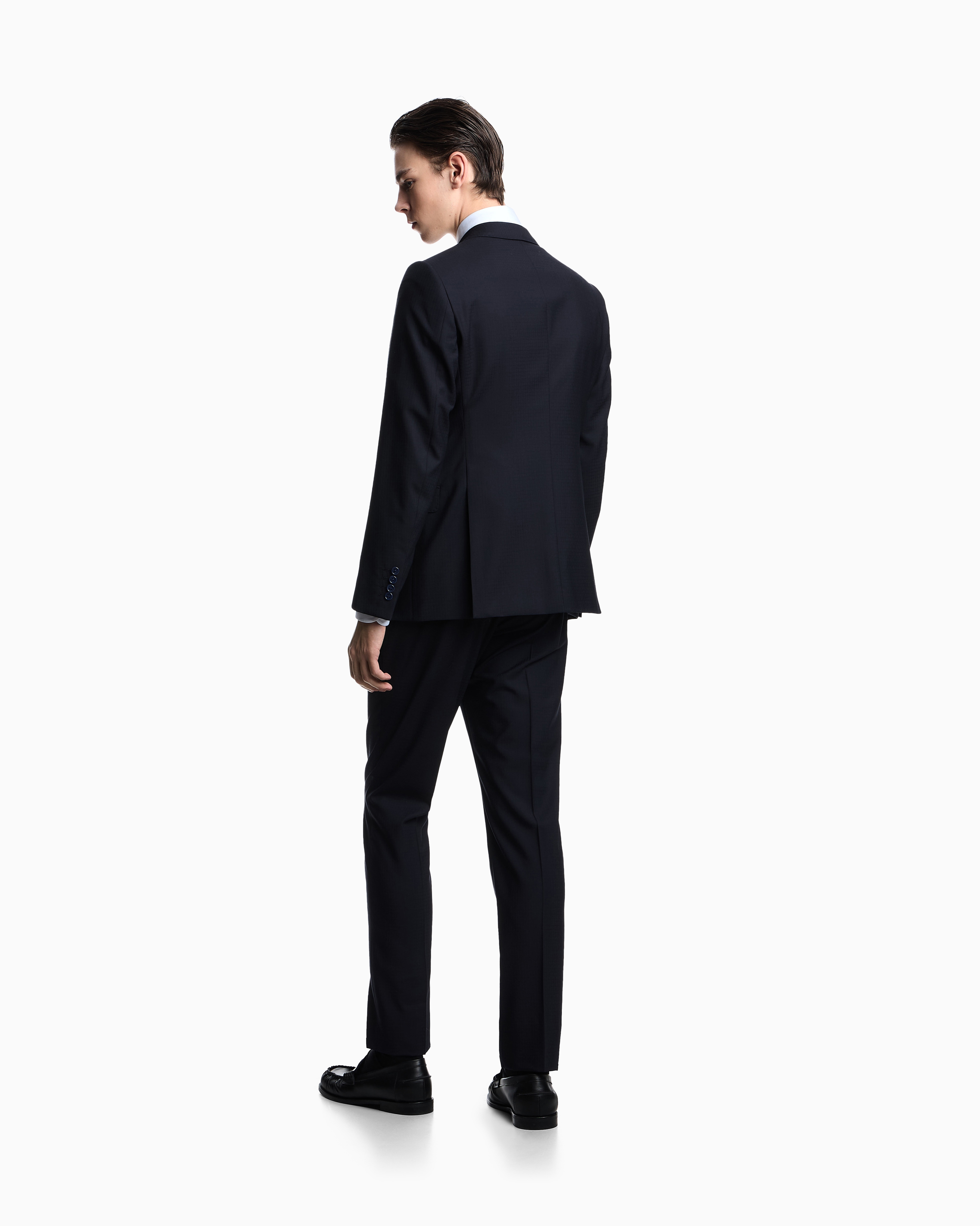 Emporio Armani - Regular-fit, single-breasted suit in natural stretch, tropical light wool, Man, Navy Blue, Size: 48_R