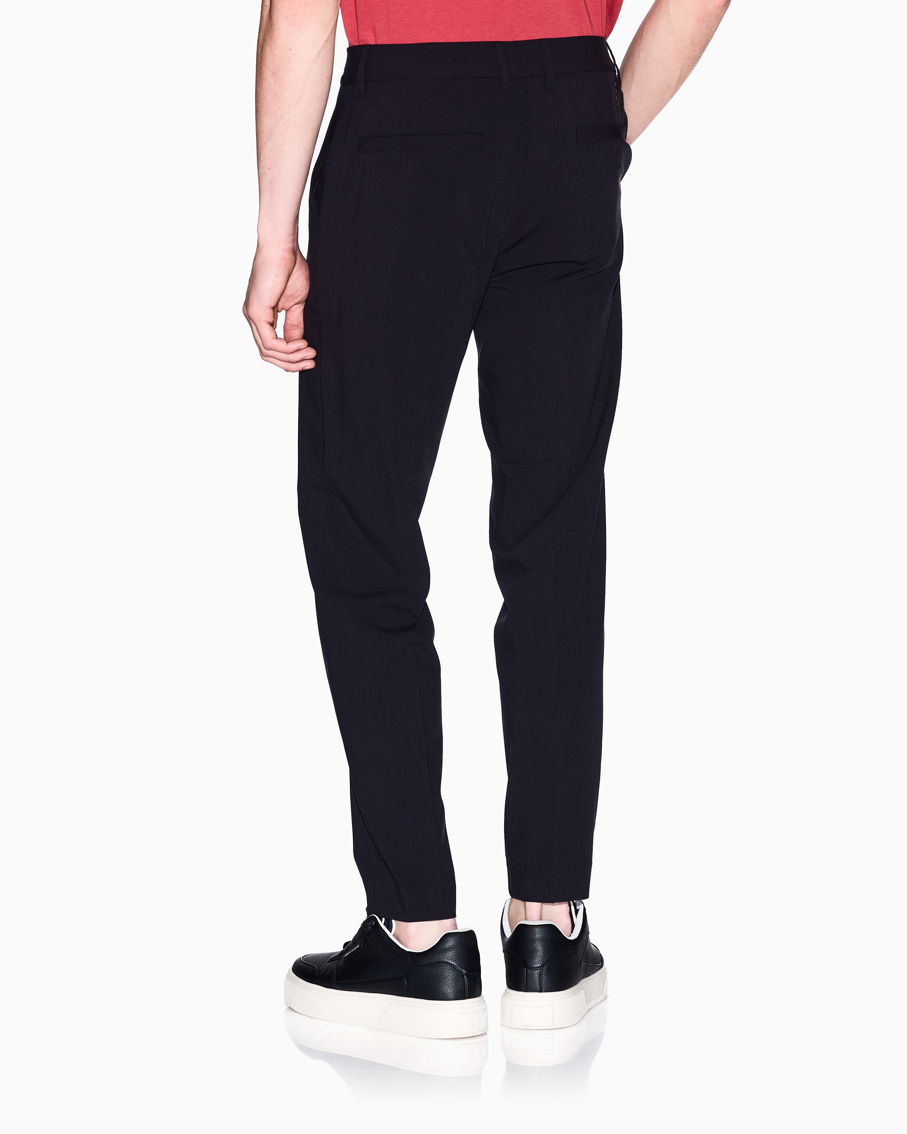 Armani Exchange - Chino trousers flowing fabric, Man, Navy_blue, Size: