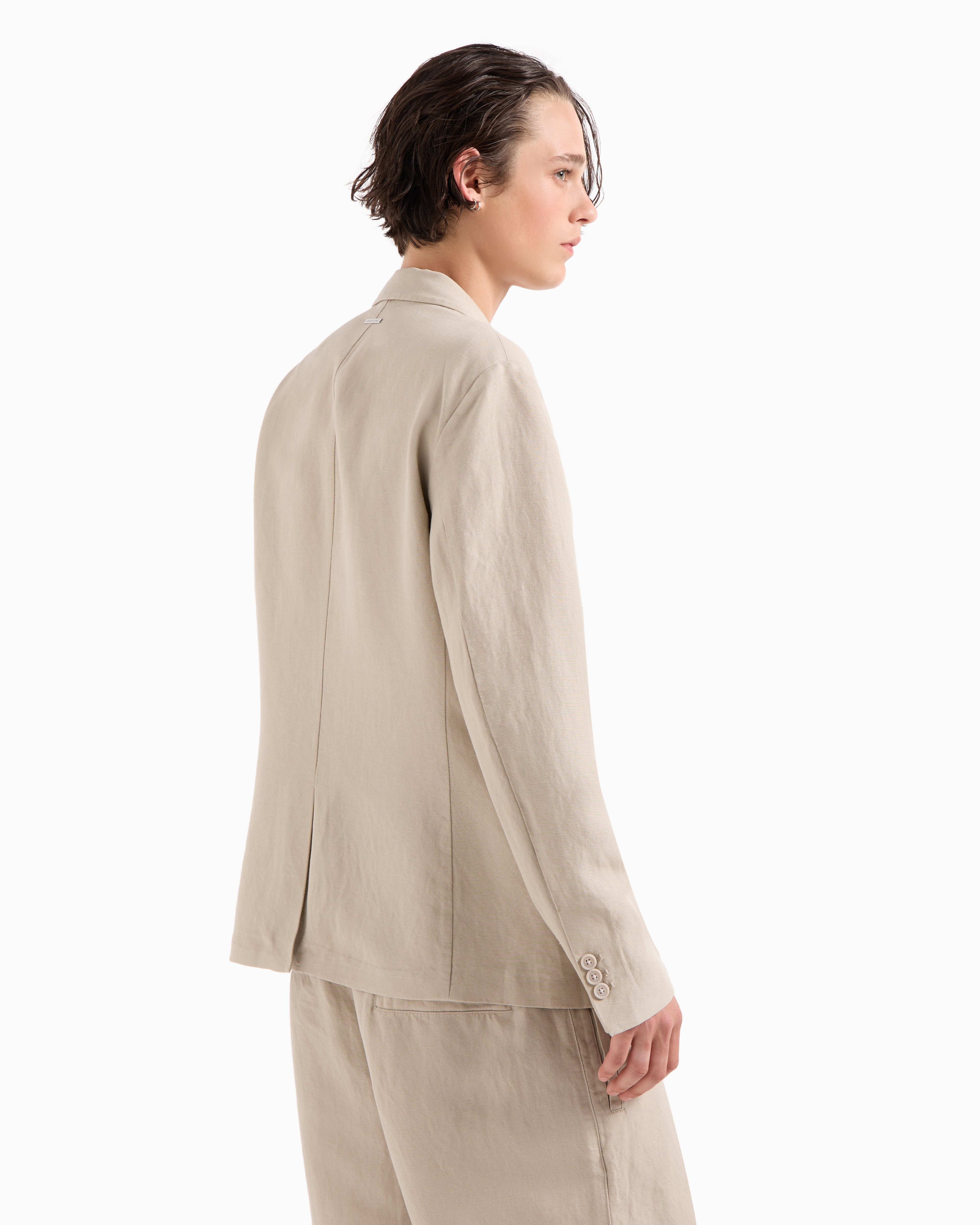 Armani Exchange - Single-breasted two-button jacket, Man, Beige, Size: 38