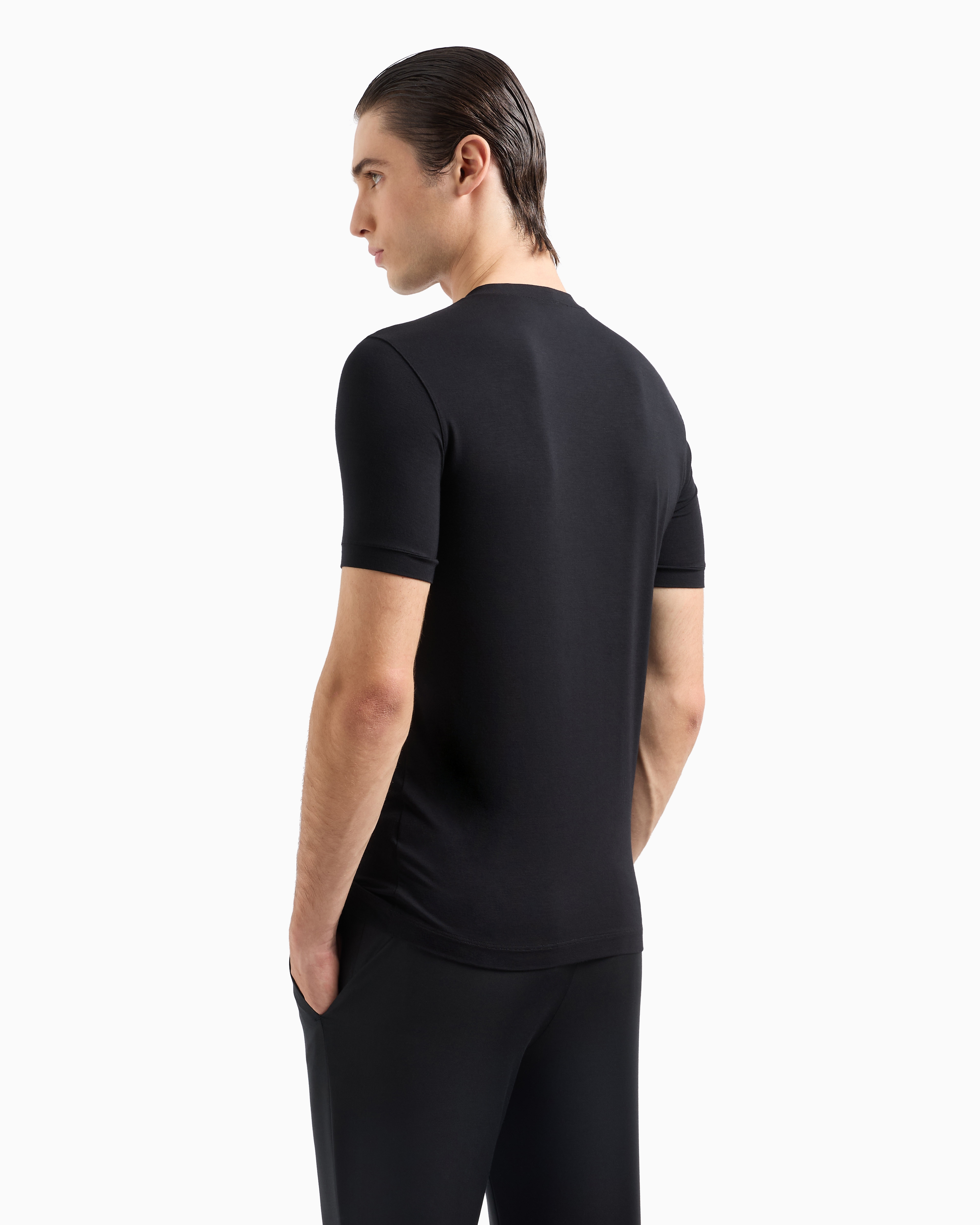 ASV stretch-viscose T-shirt with signature logo | Giorgio Armani