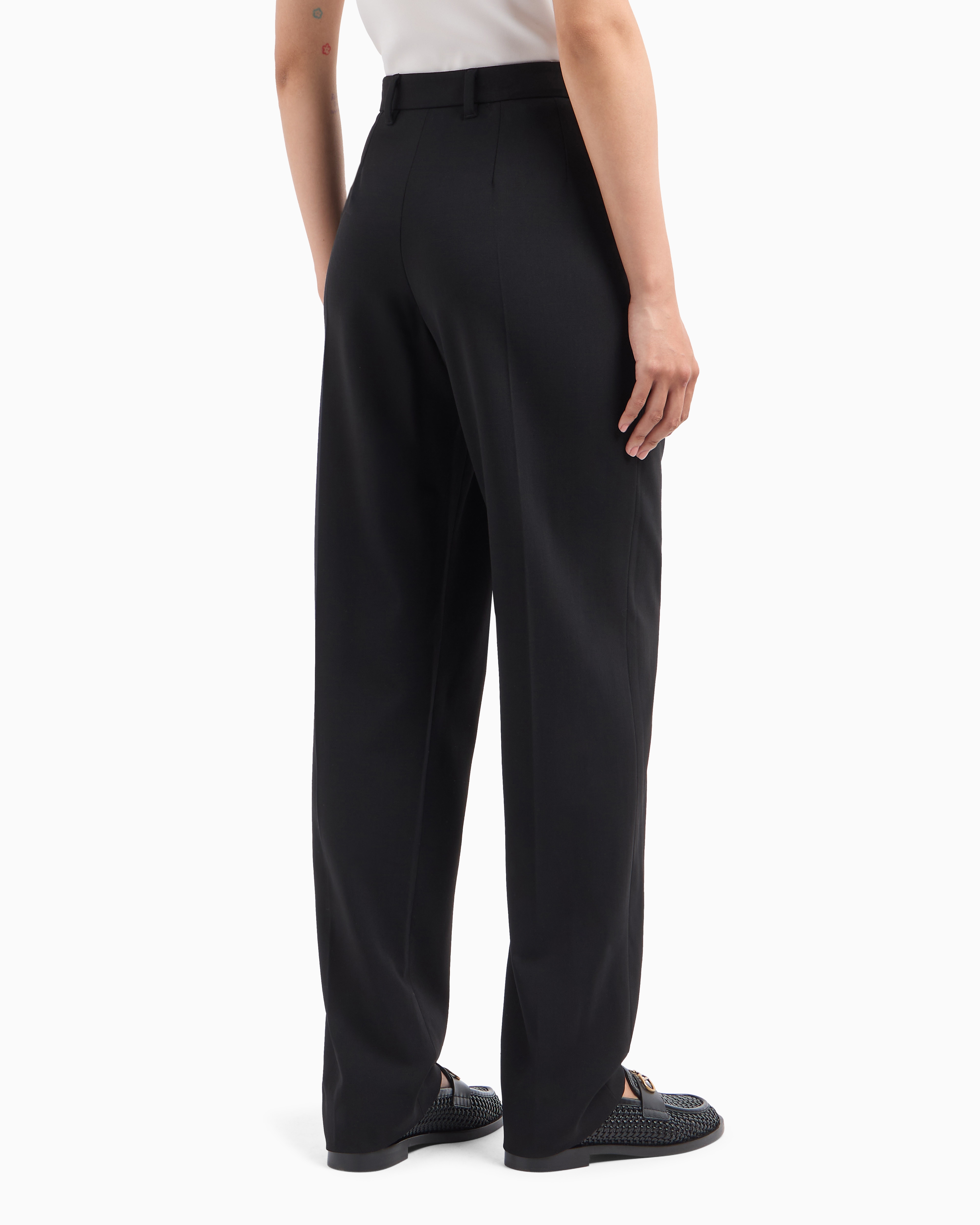 Pleated trousers in barathea wool | Emporio Armani