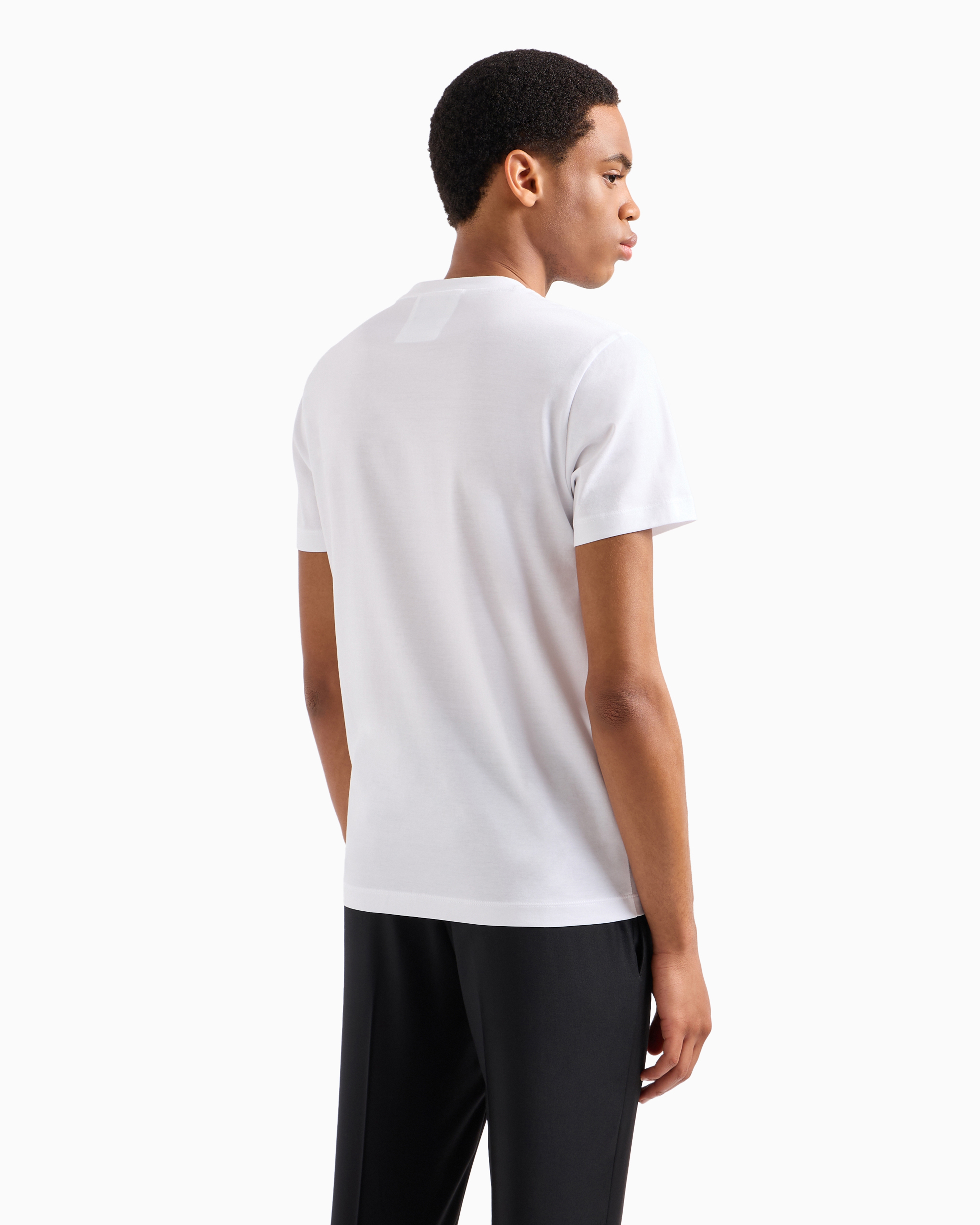 Jersey T-shirt with jacquard logo | Emporio Armani Jersey T-shirt with jacquard logo | Emporio Armani