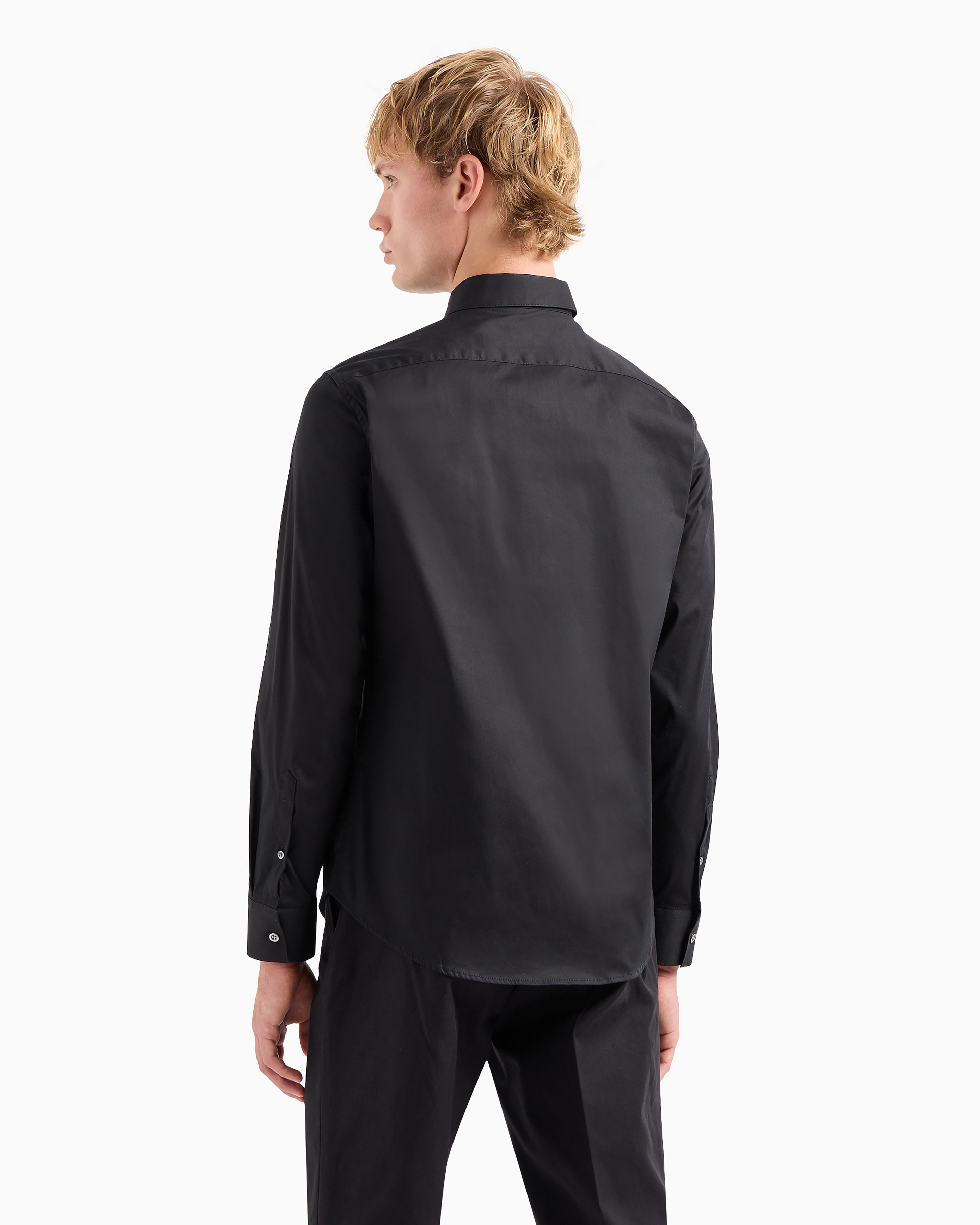 Emporio Armani - Lightweight comfortable satin slim-fit shirt, Man, Black, Size: