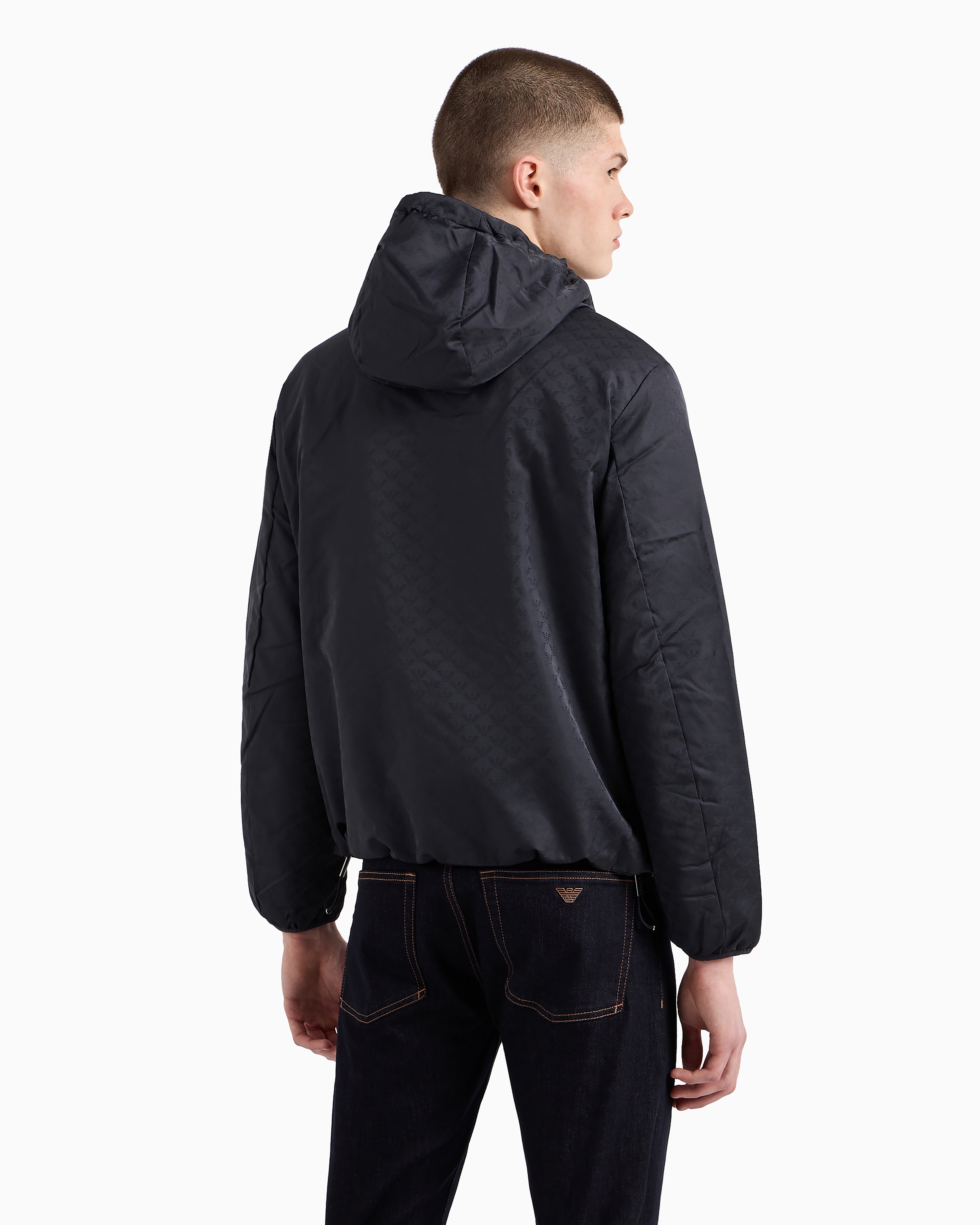 【EMPORIO ARMANI】NO COLLAR JACKET 281T Guru-collar jacket with off-centre fastening in 3D-effect