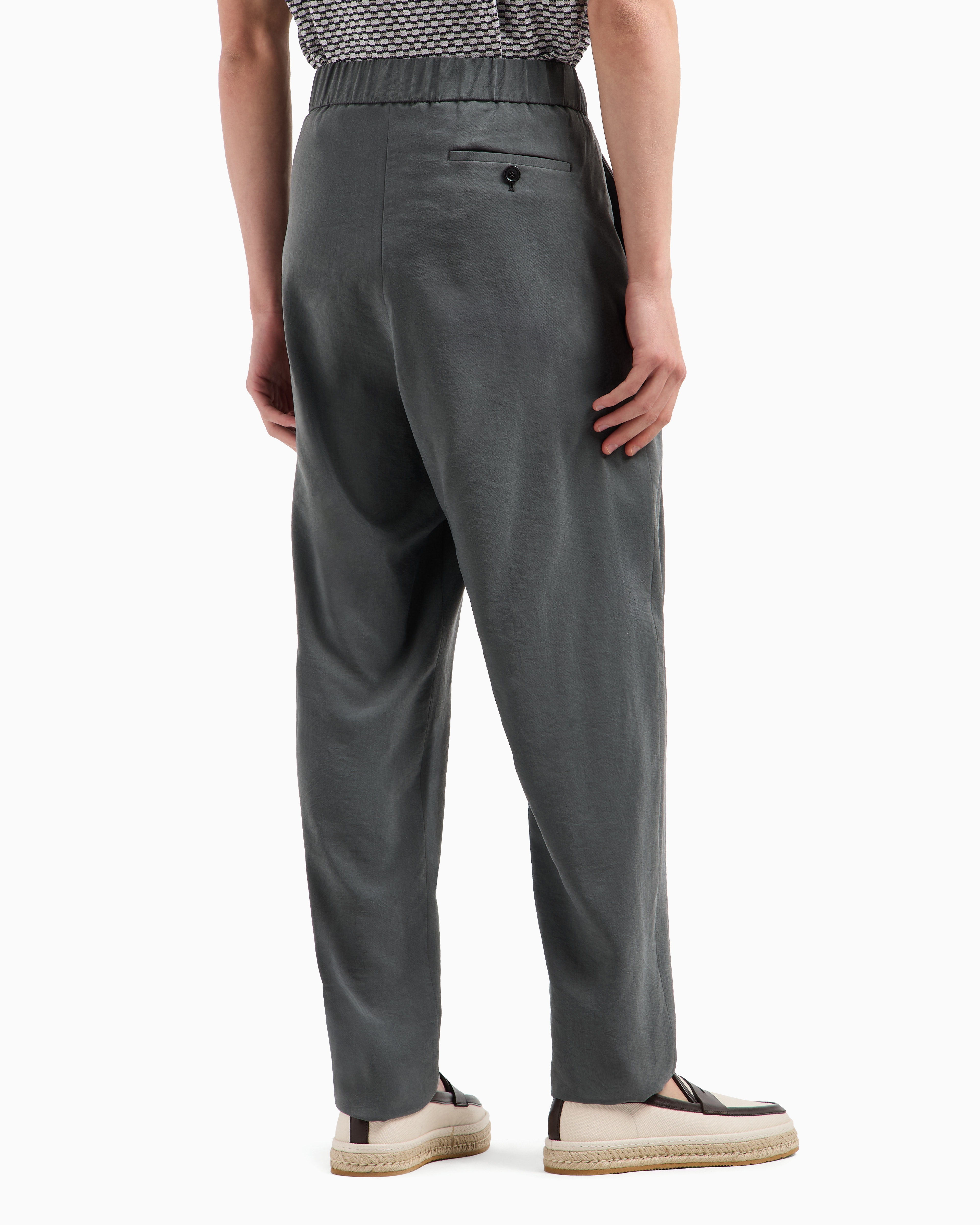 Washed, silk-blend, single-pleat trousers | Giorgio Armani Washed, silk-blend, single-pleat trousers | Giorgio Armani