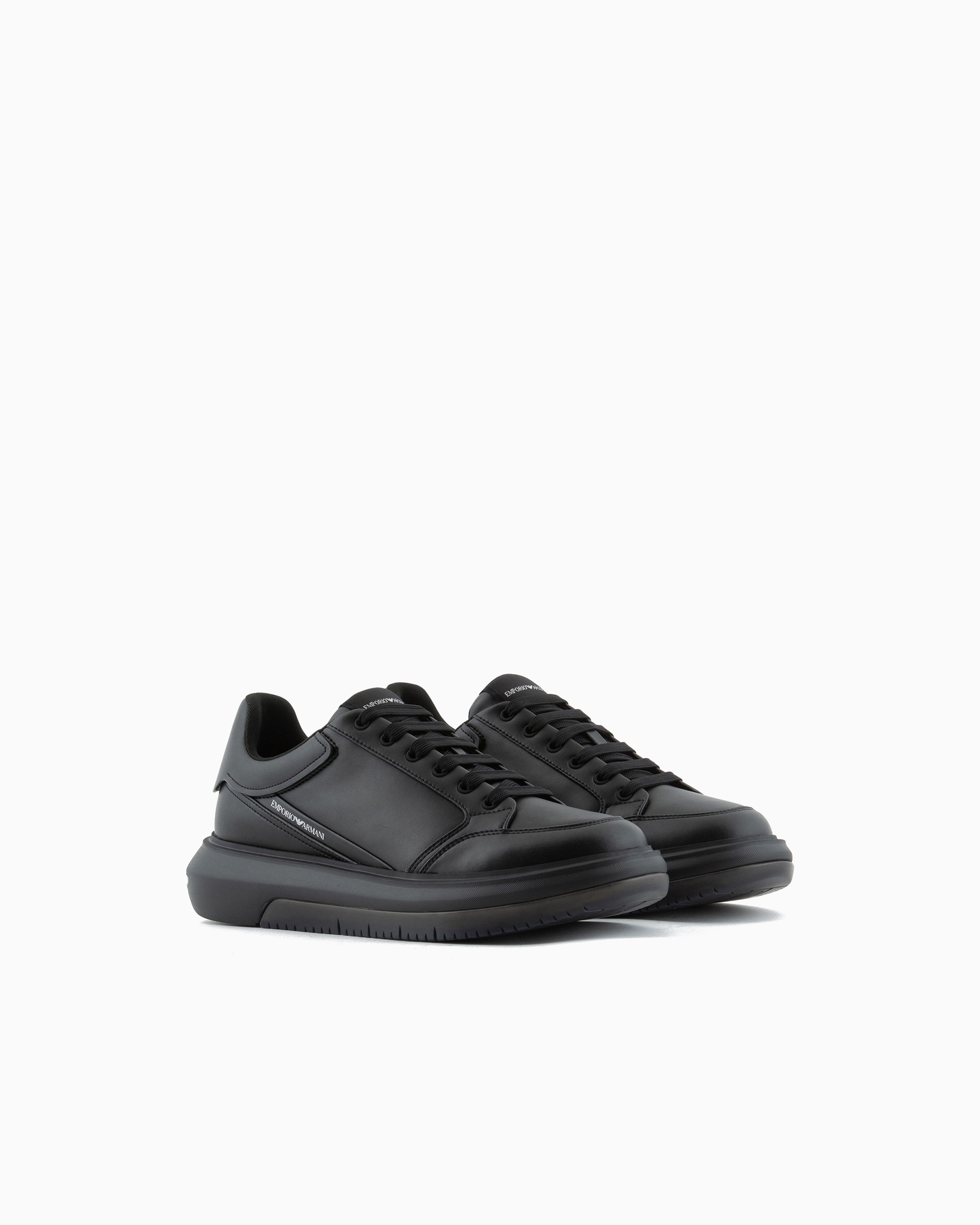 Leather sneakers with side logo | Emporio Armani