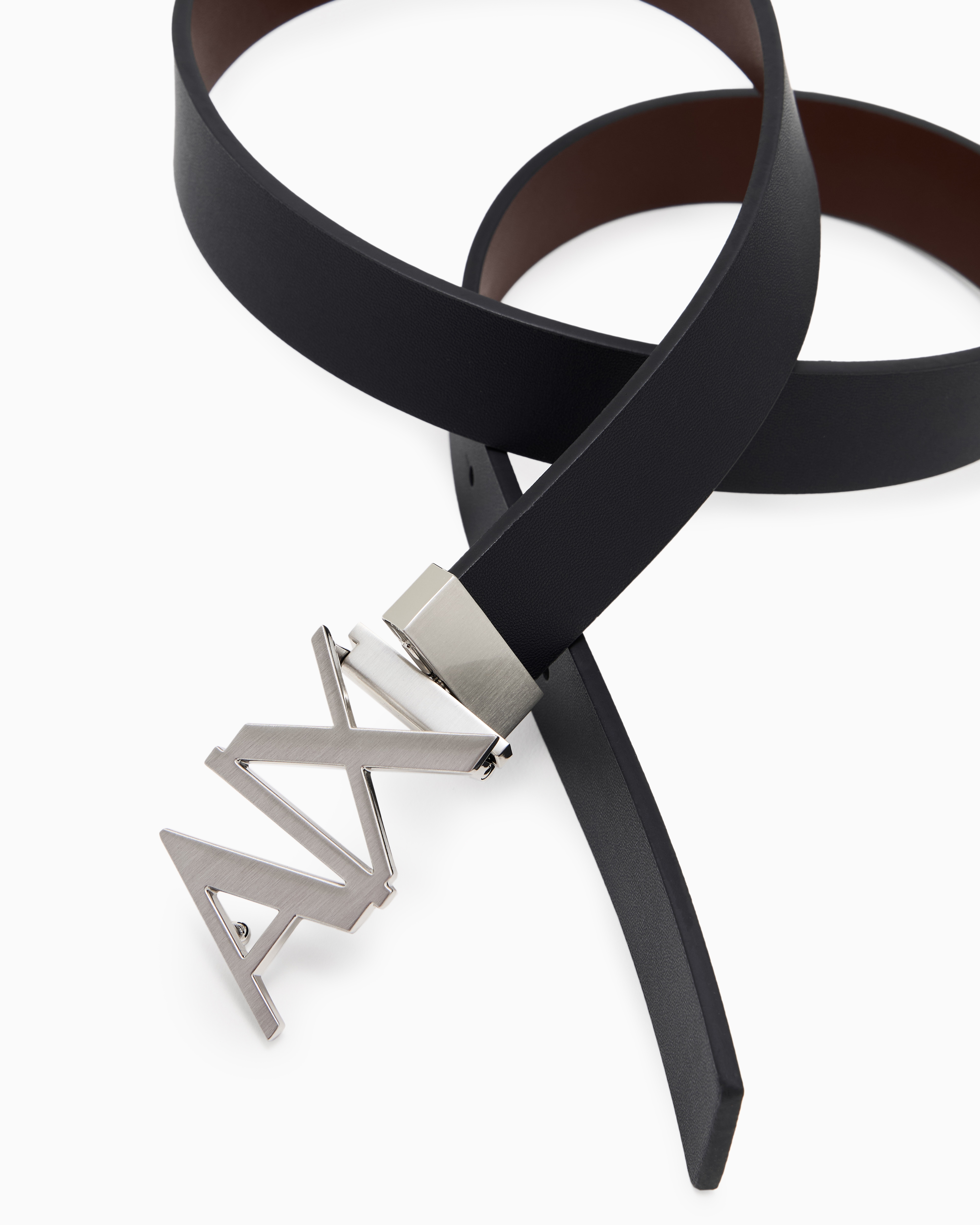 Armani Exchange - Double-sided leather belt, Man, Navy Blue, Size: