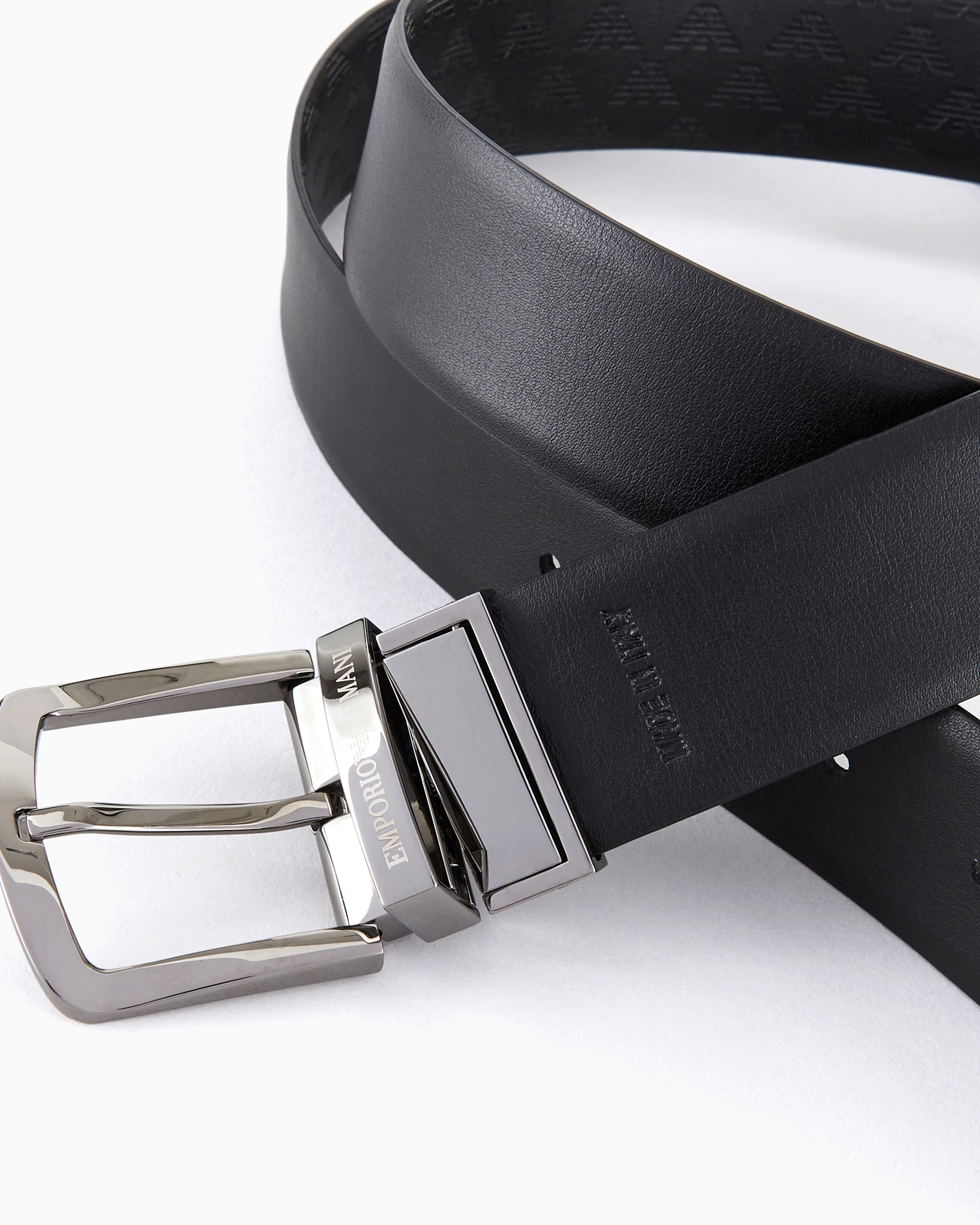 リバーシブルベルト レザー製 オールオーバーモノグラム | Emporio Armani