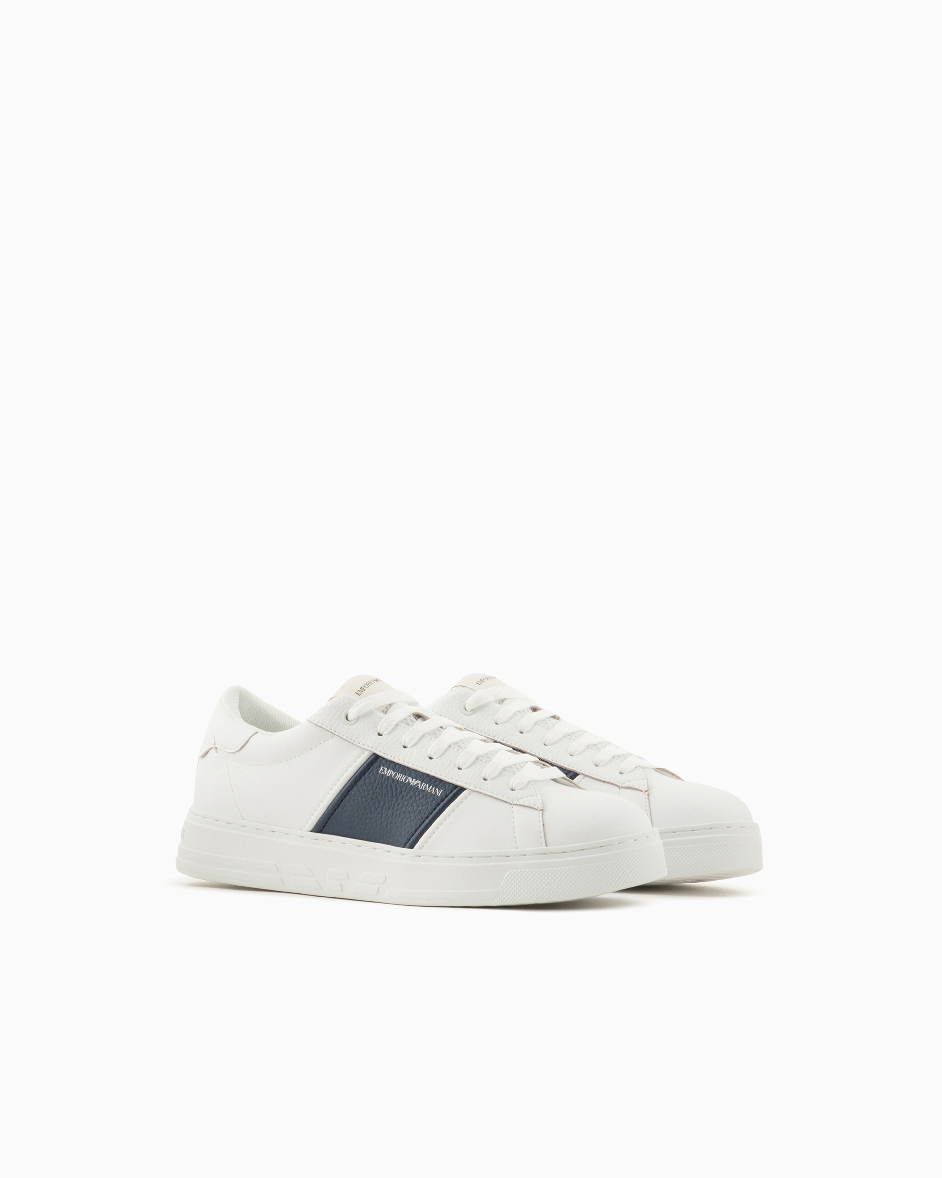 新品「EMPORIO ARMANI」X4M298-XL409 ハンガリー製 Leather sneakers with logo detail | Emporio Armani