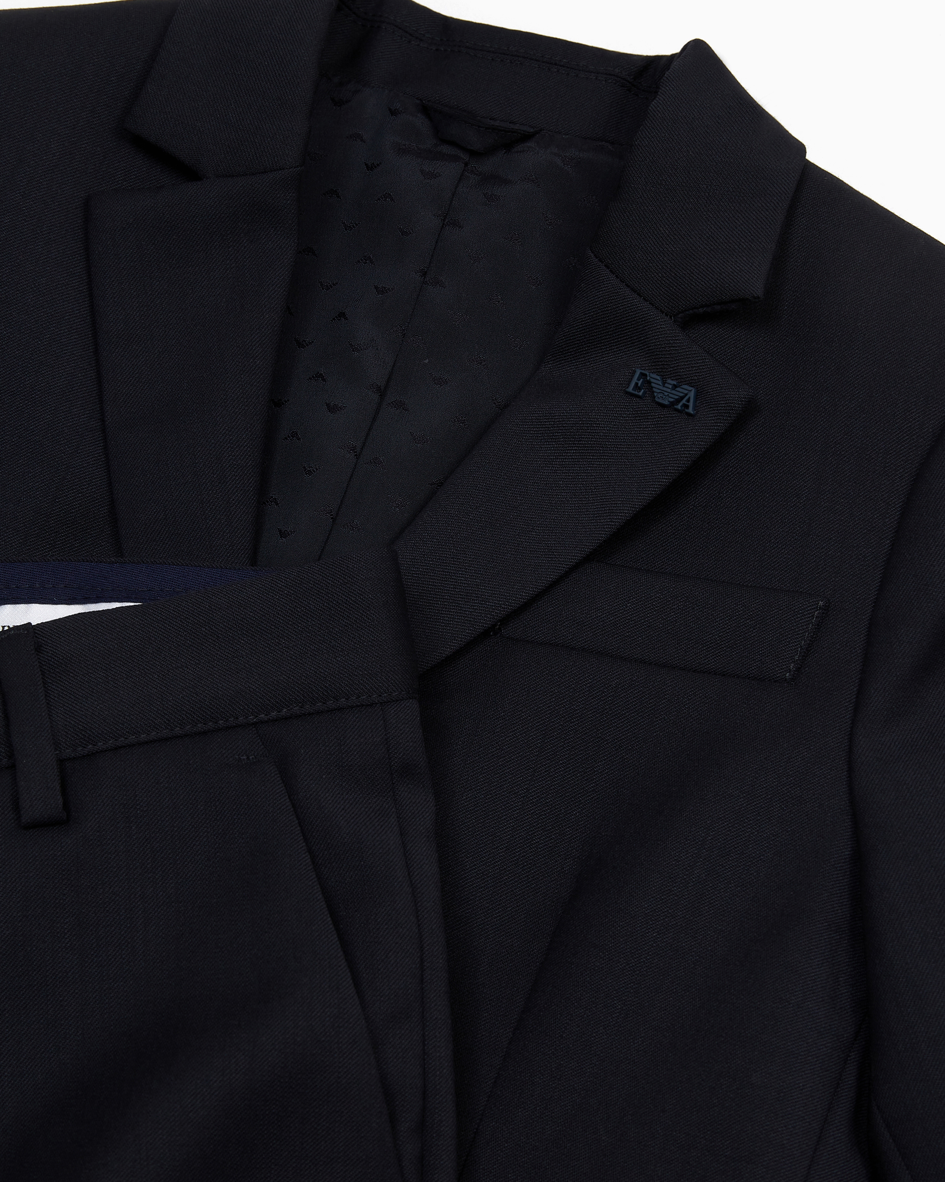 ARMANI JUNIOR スーツ 5A（112cm） Emporio Armani - Boys Navy Blue Linen Suit | Childrensalon