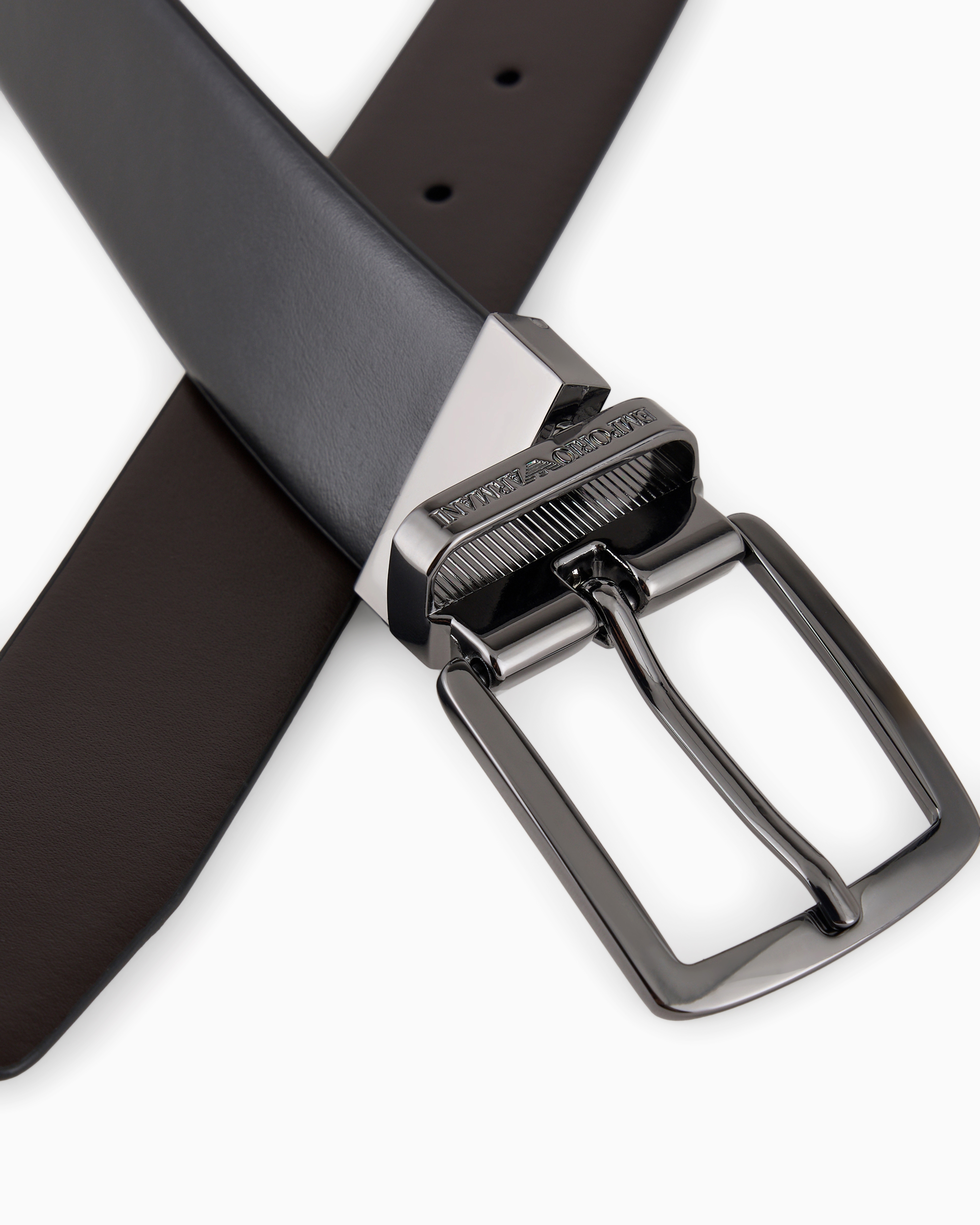 Emporio Armani - Reversible leather belt, Man, Black, Size: TU