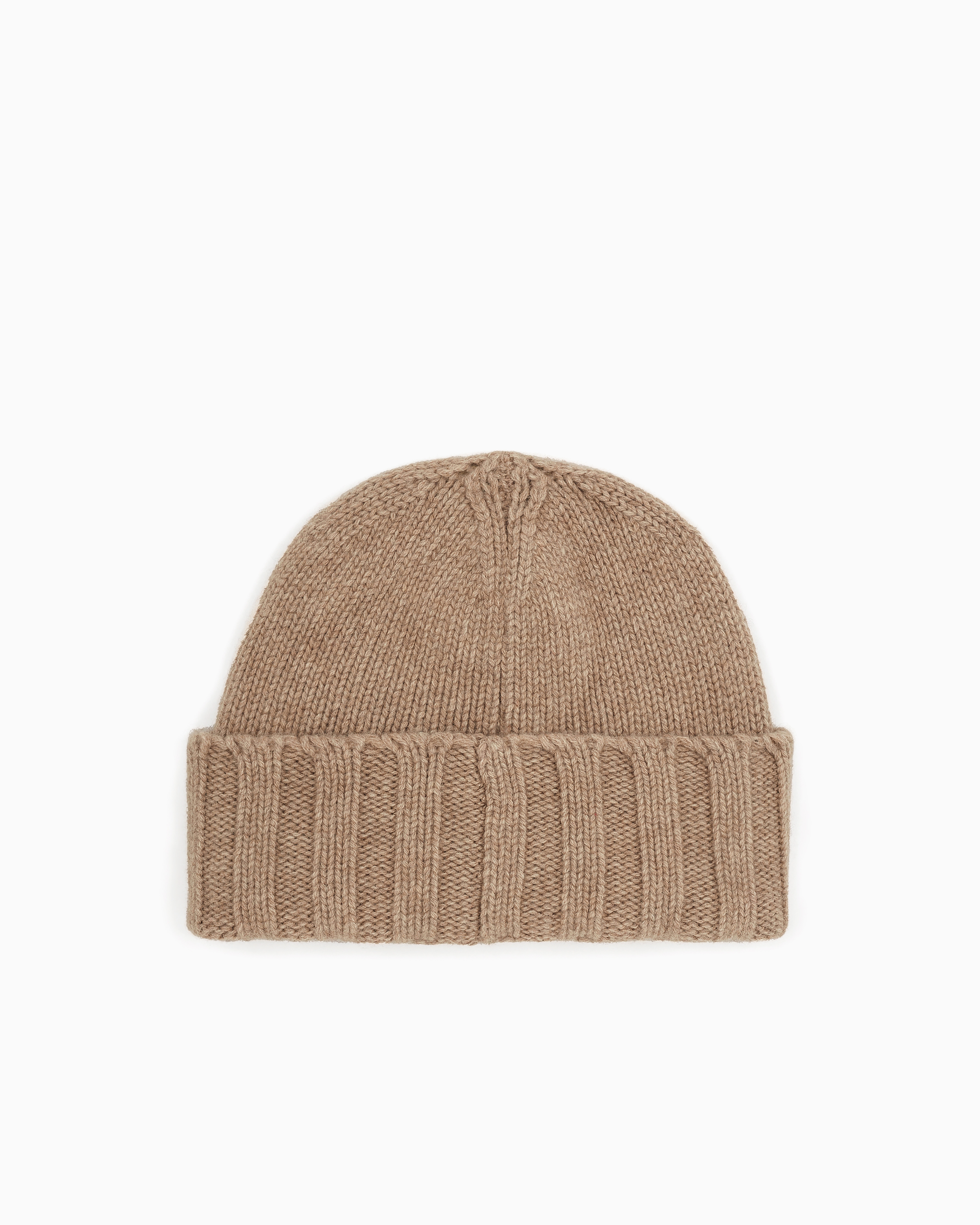 Emporio Armani - Ribbed cashmere beanie, Woman, Beige, Size: