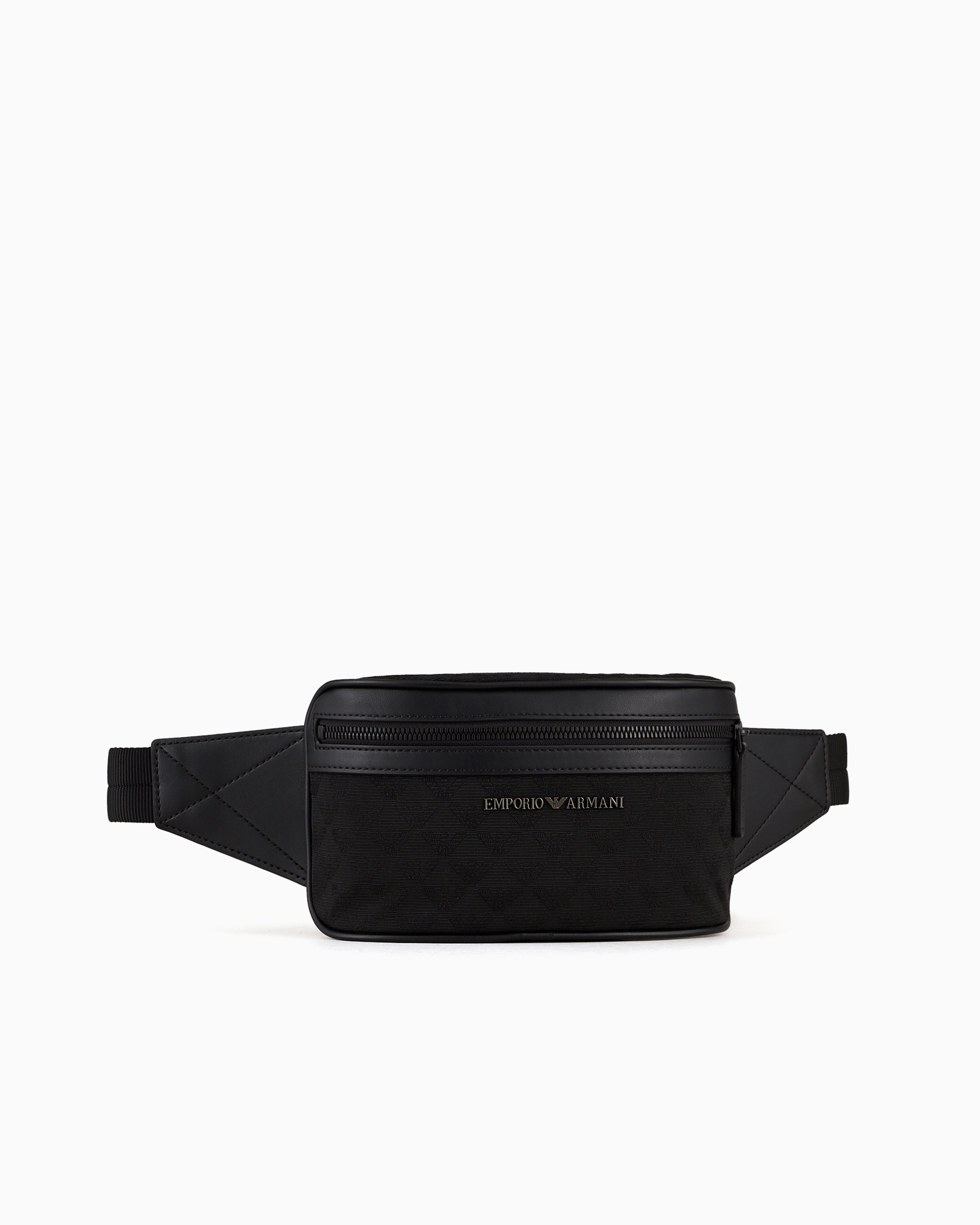 Emporio Armani - Nylon belt bag with all-over jacquard eagle, Man, Black, Size: TU