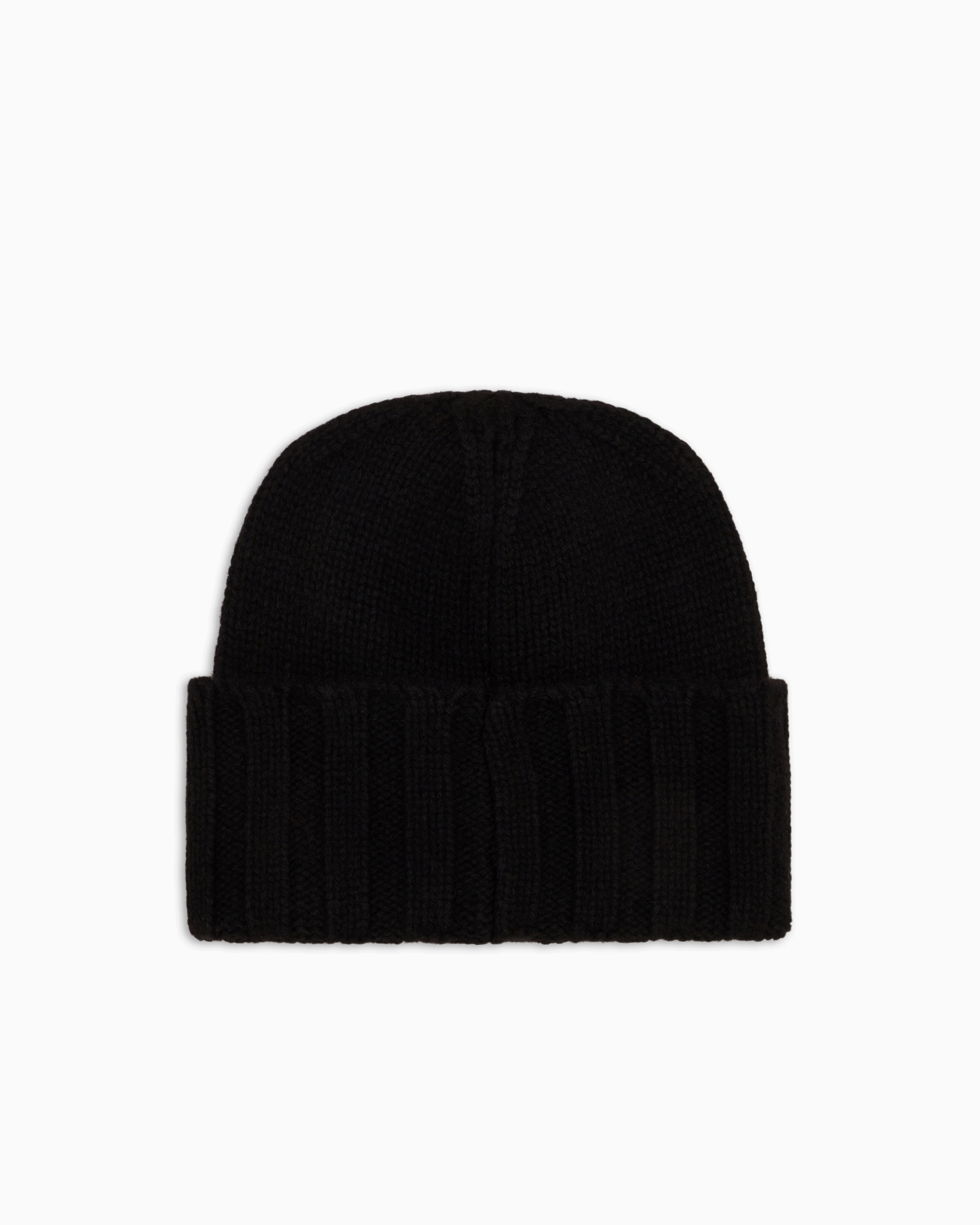 Emporio Armani - Ribbed cashmere beanie, Woman, Black, Size: