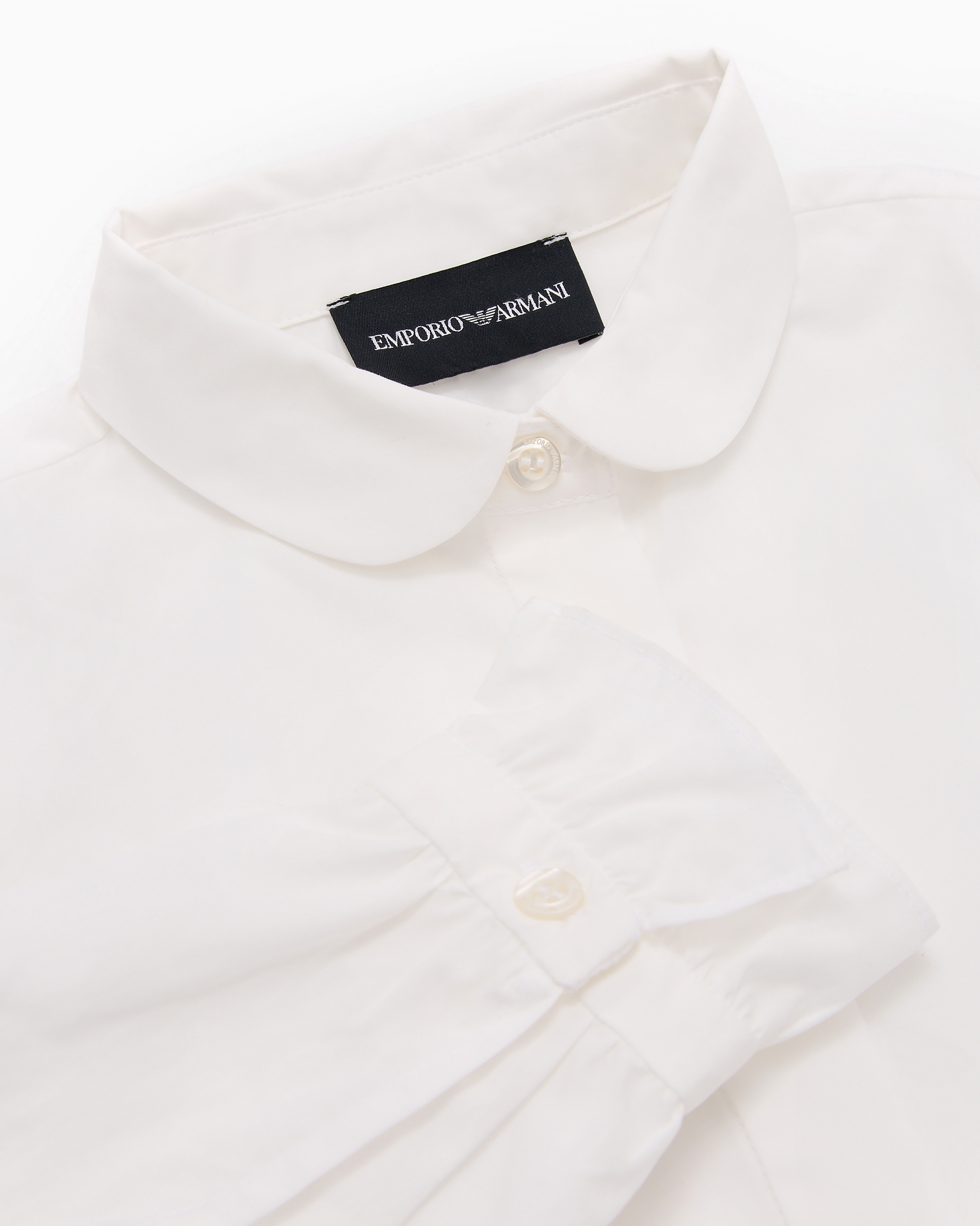 Emporio Armani - Poplin shirt with Peter Pan collar, Girl, White, Size: