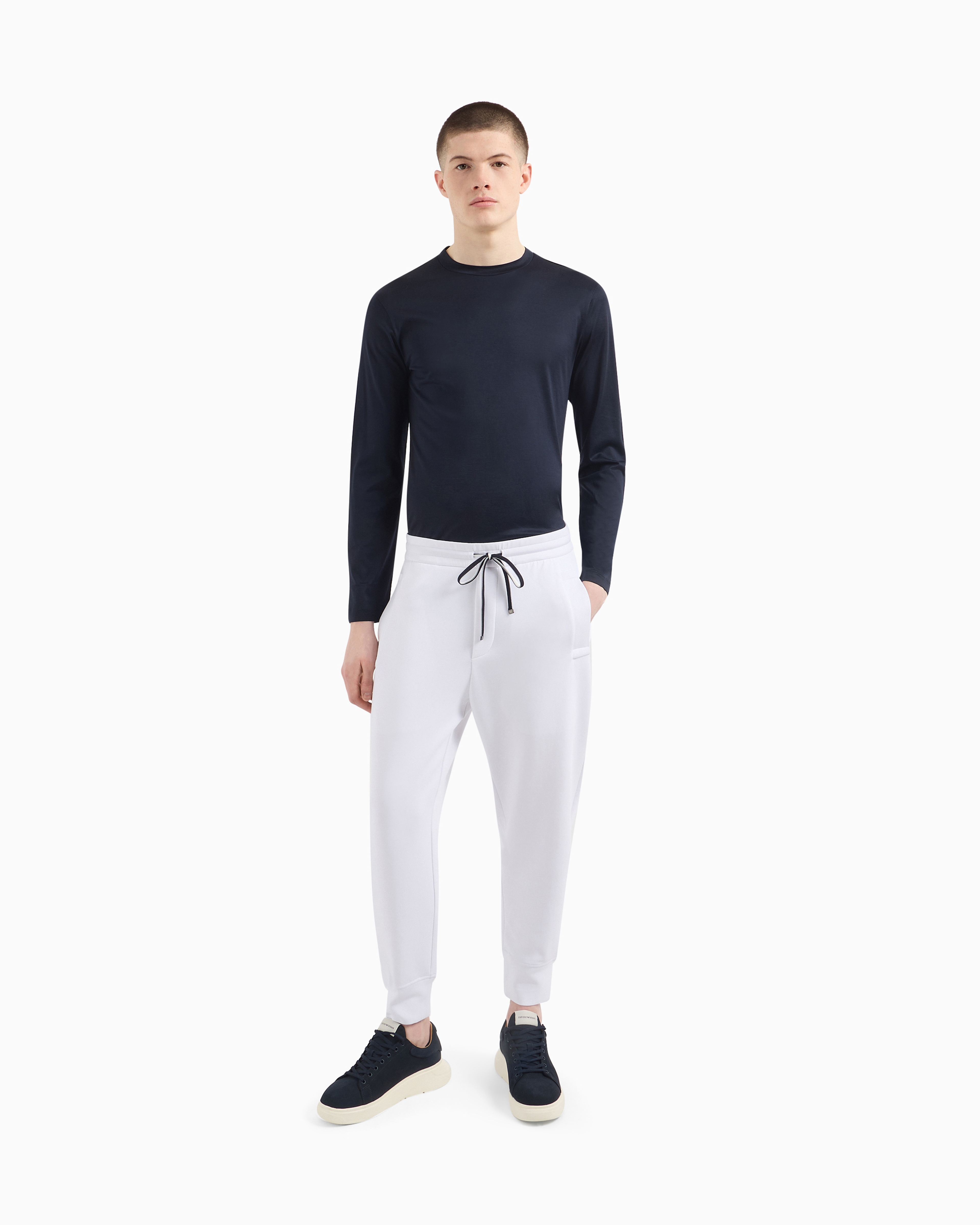 Emporio Armani - Double-jersey joggers, Man, White, Size: