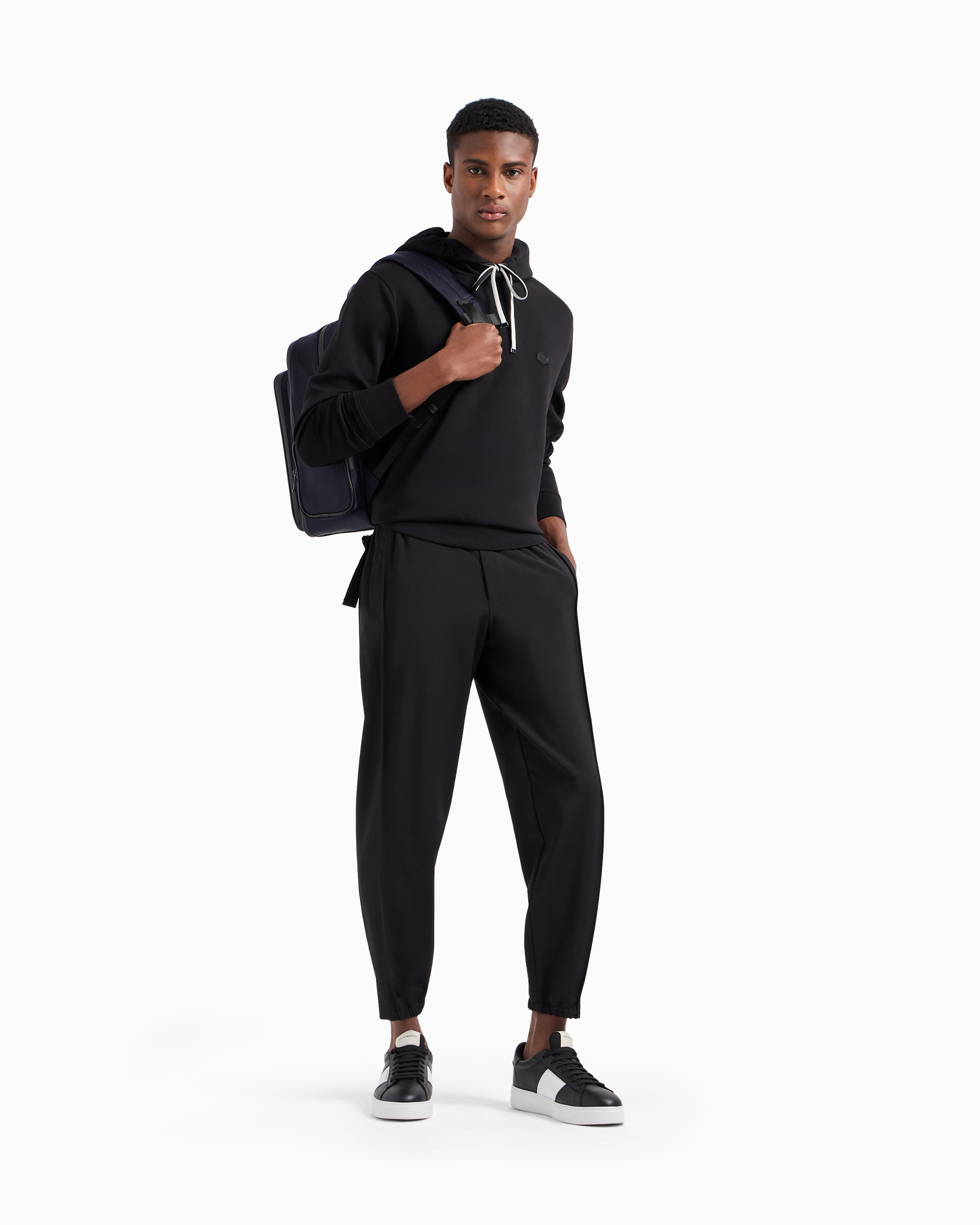 Emporio Armani - Hooded sweatshirt with micro logo patch, Man, Black, Size: