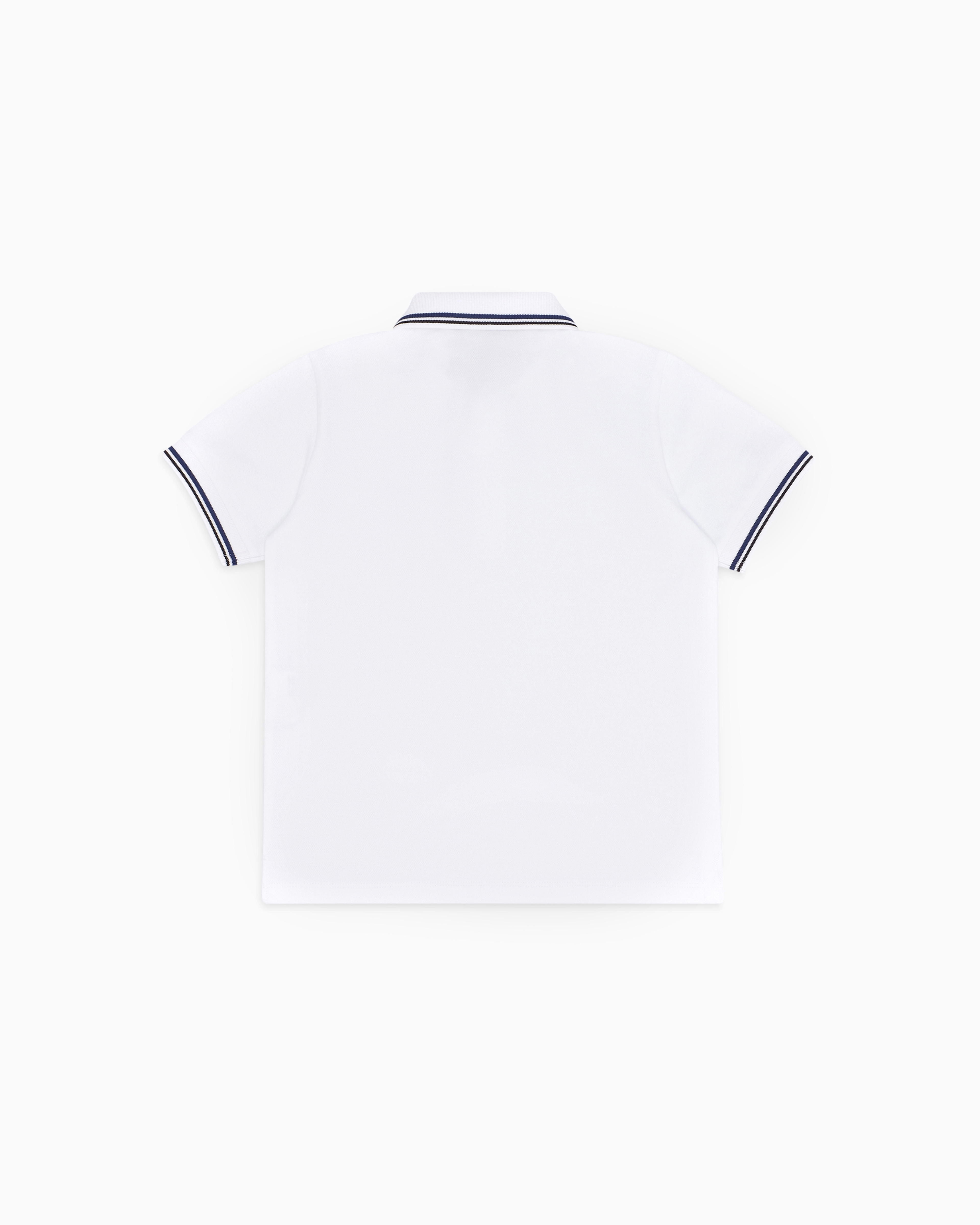 Emporio Armani - Stretch piqué polo shirt with striped trim, Boy, White, Size: