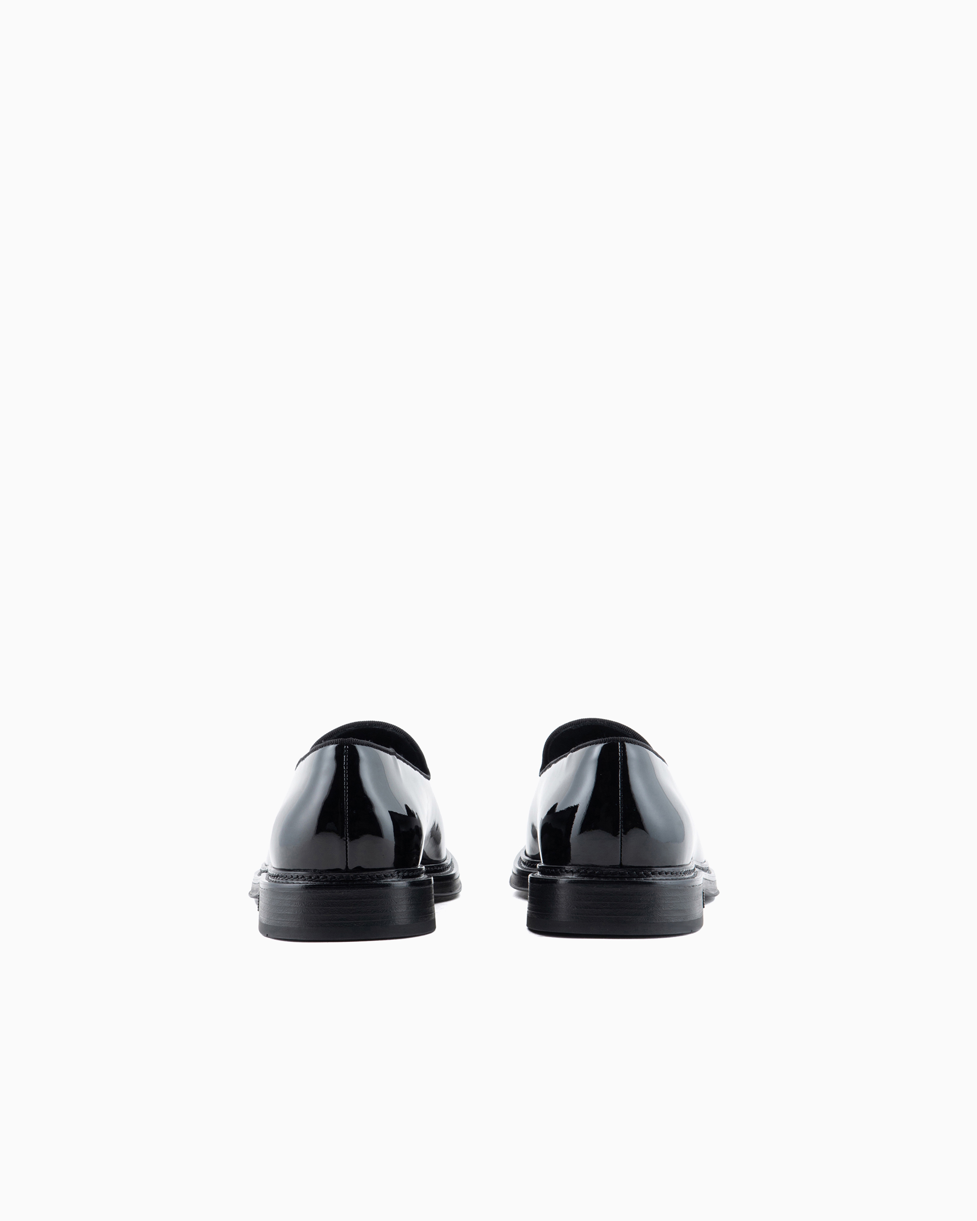 Emporio Armani - Patent-leather slipper loafers, Man, Black, Size:
